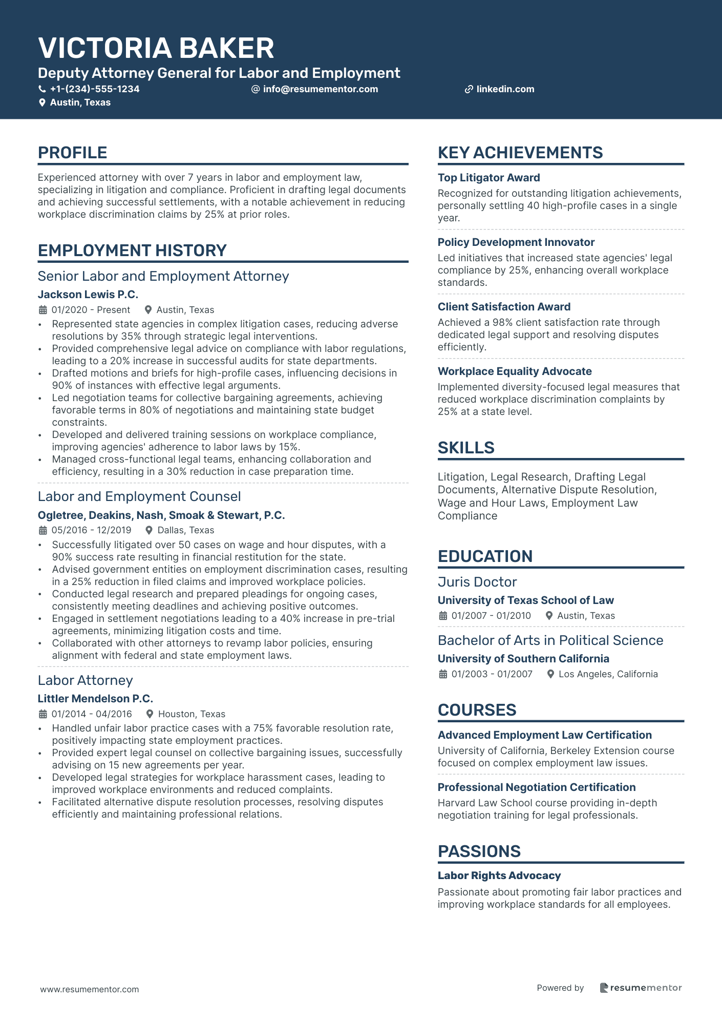 Deputy Attorney General for Labor and Employment