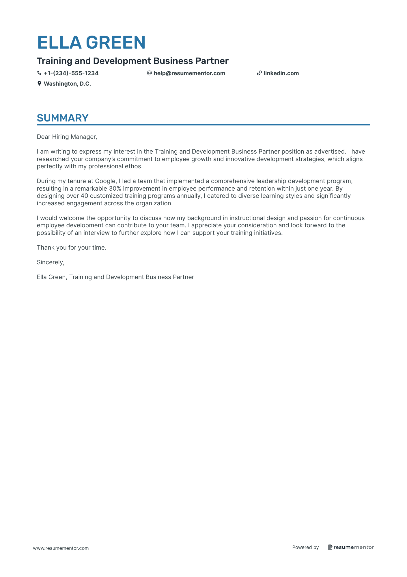 Training and Development Business Partner