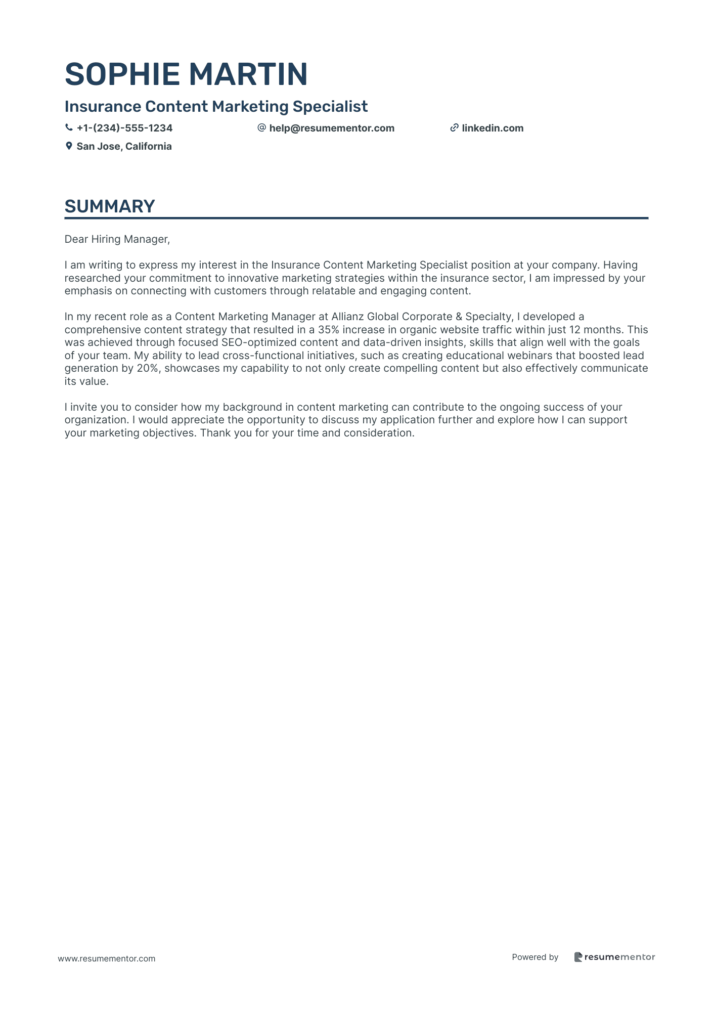 Insurance Content Marketing Specialist