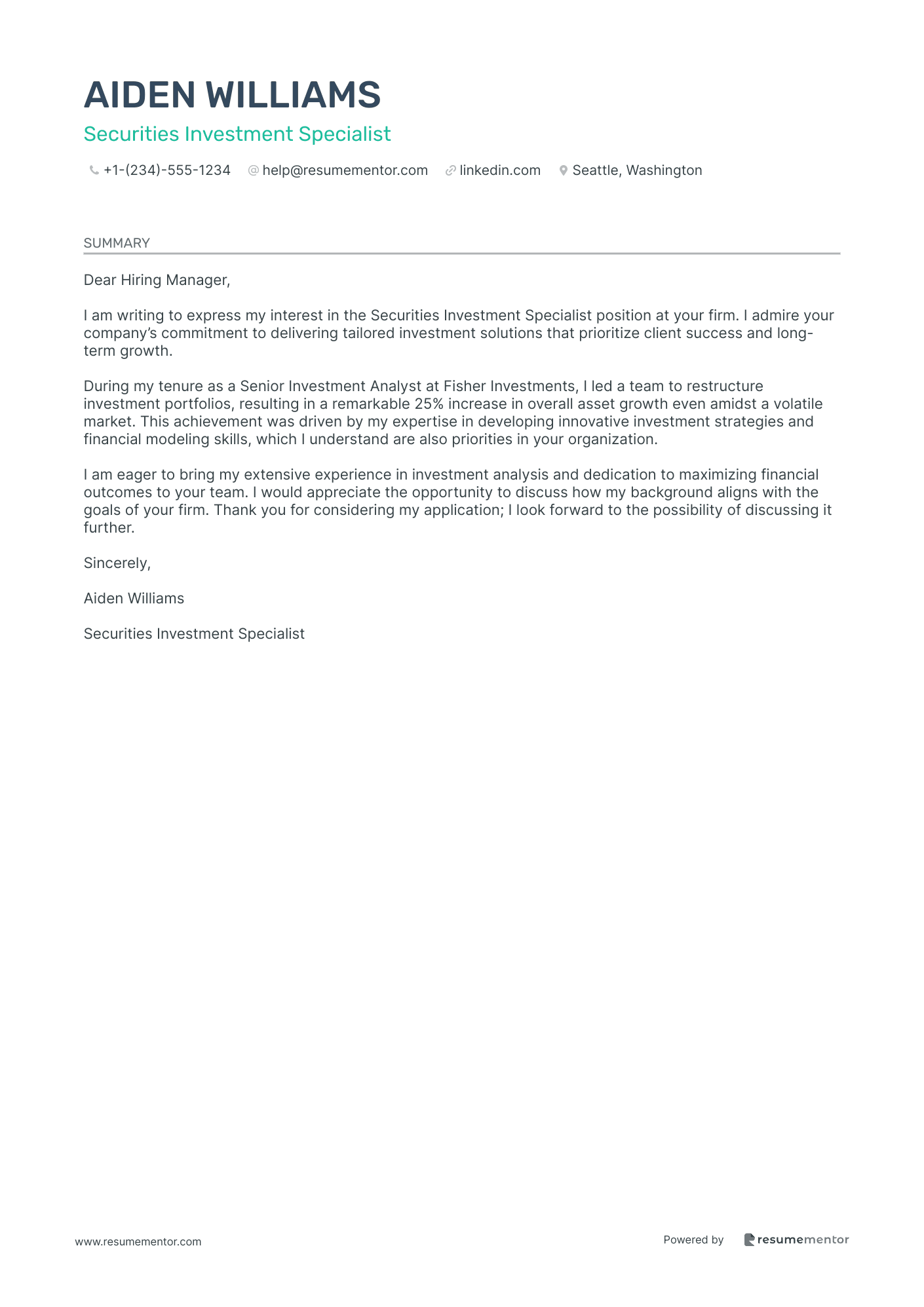 Securities Investment Specialist