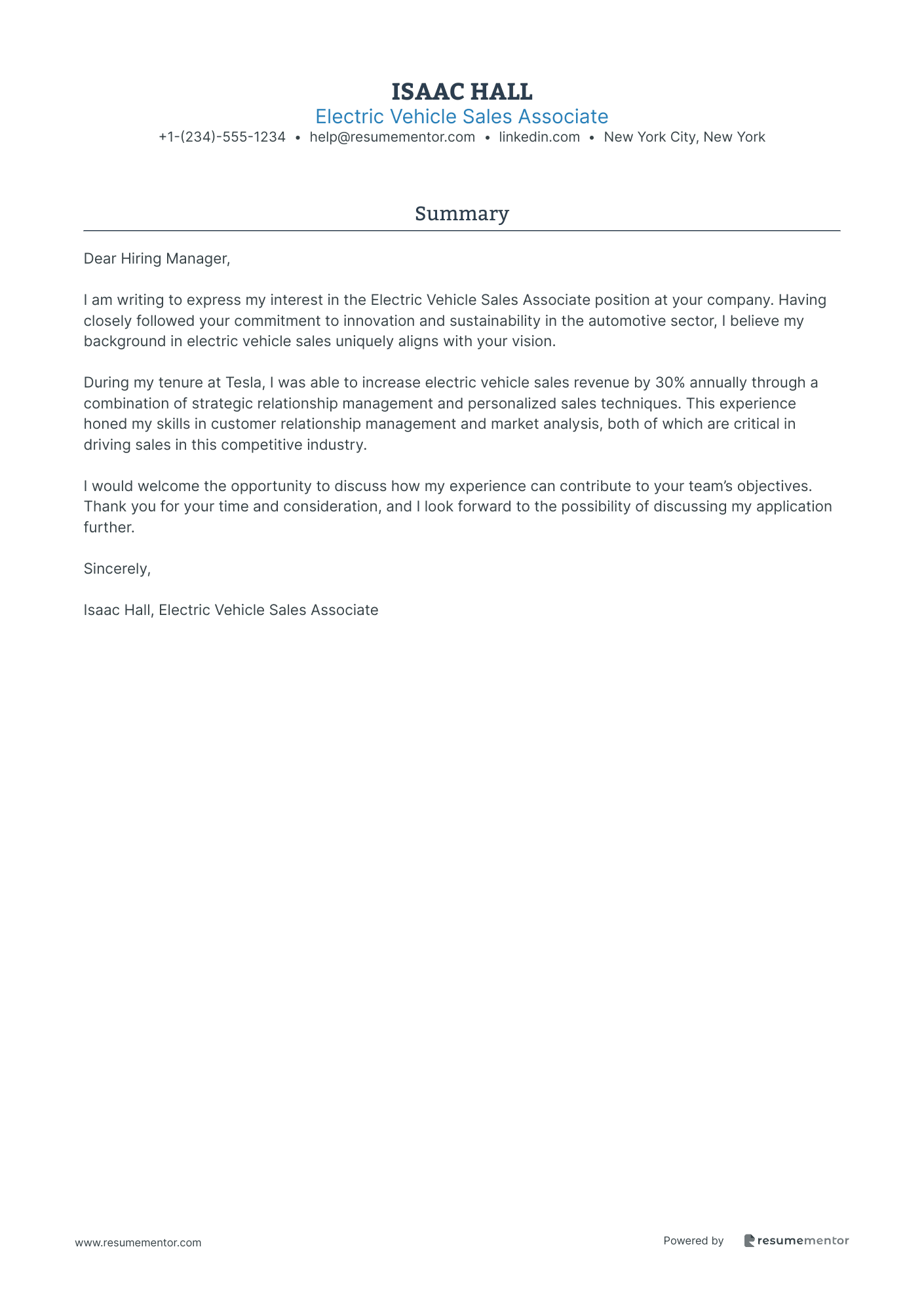 Electric Vehicle Sales Associate