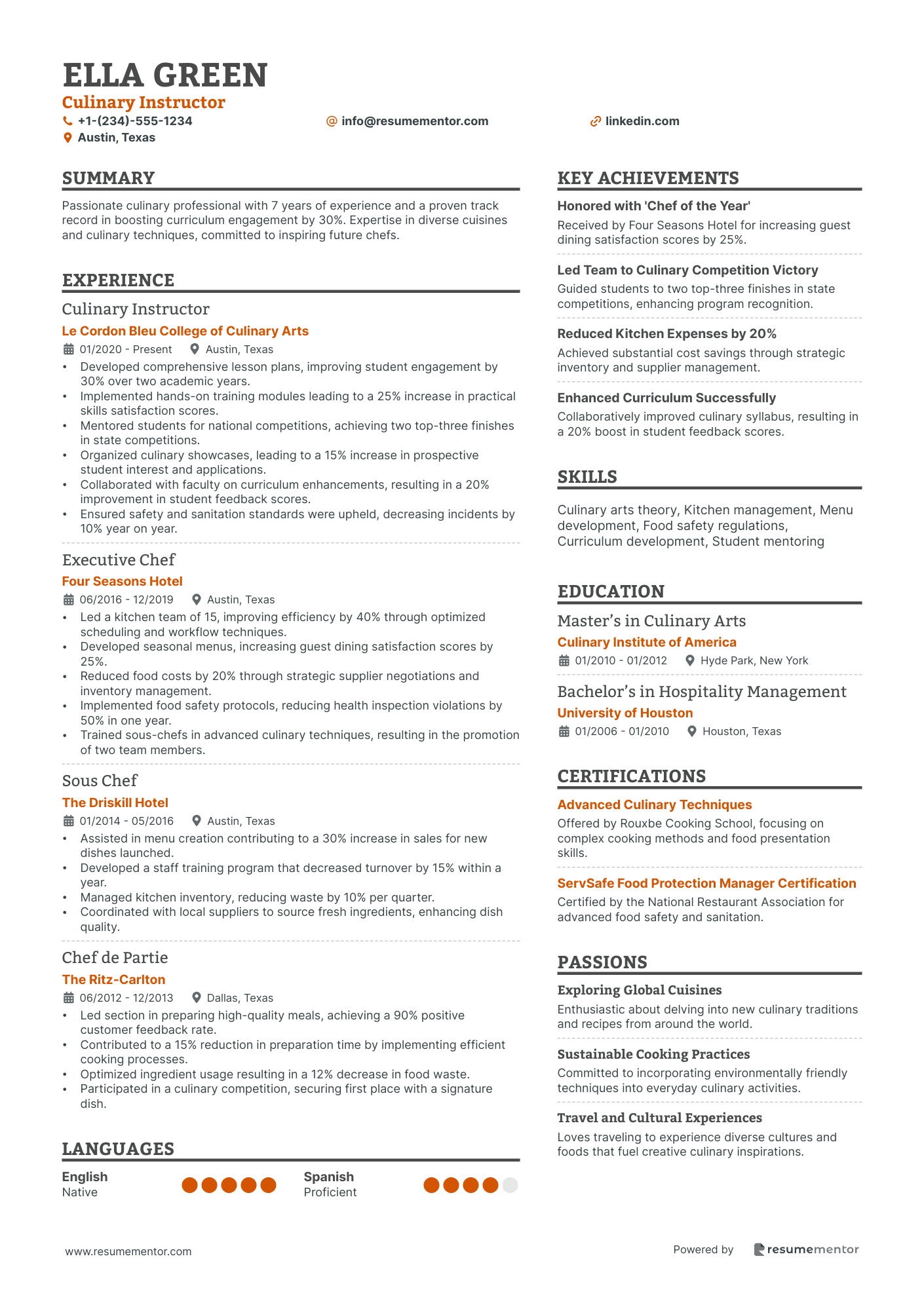 Culinary Instructor