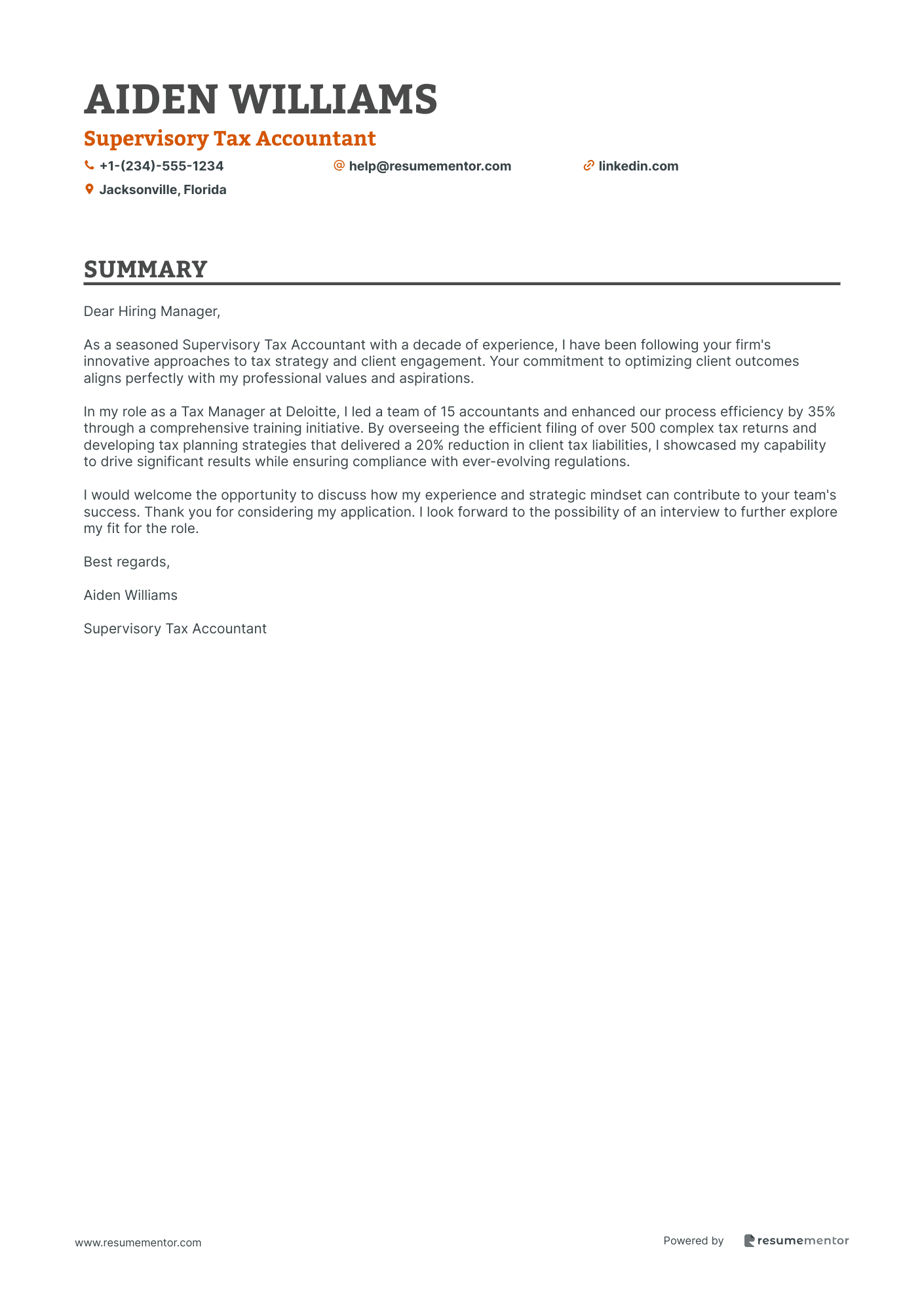 Supervisory Tax Accountant