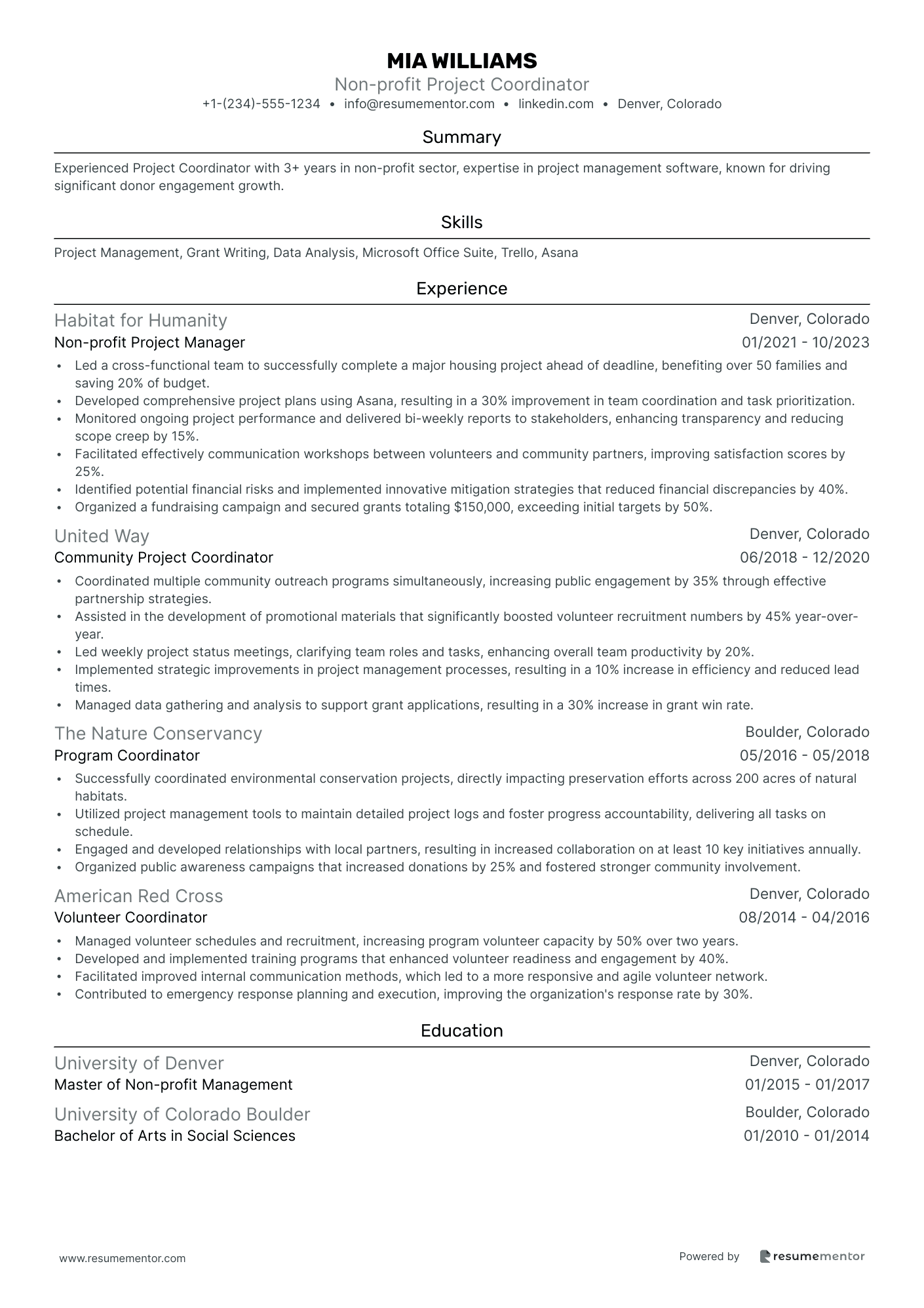 Non profit Project Coordinator