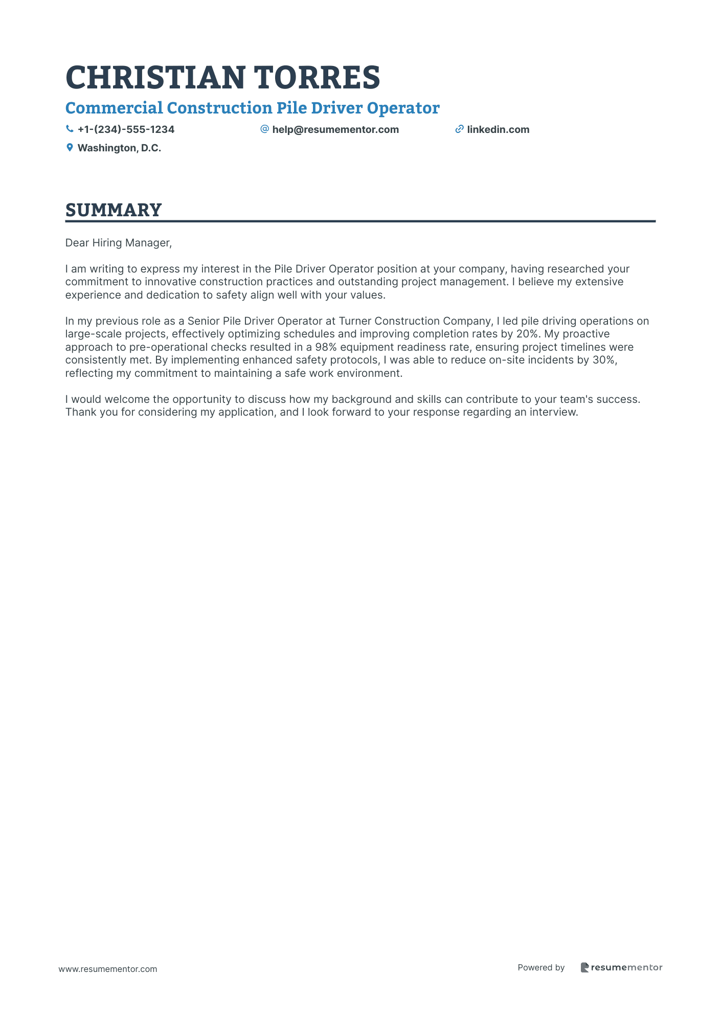 Commercial Construction Pile Driver Operator