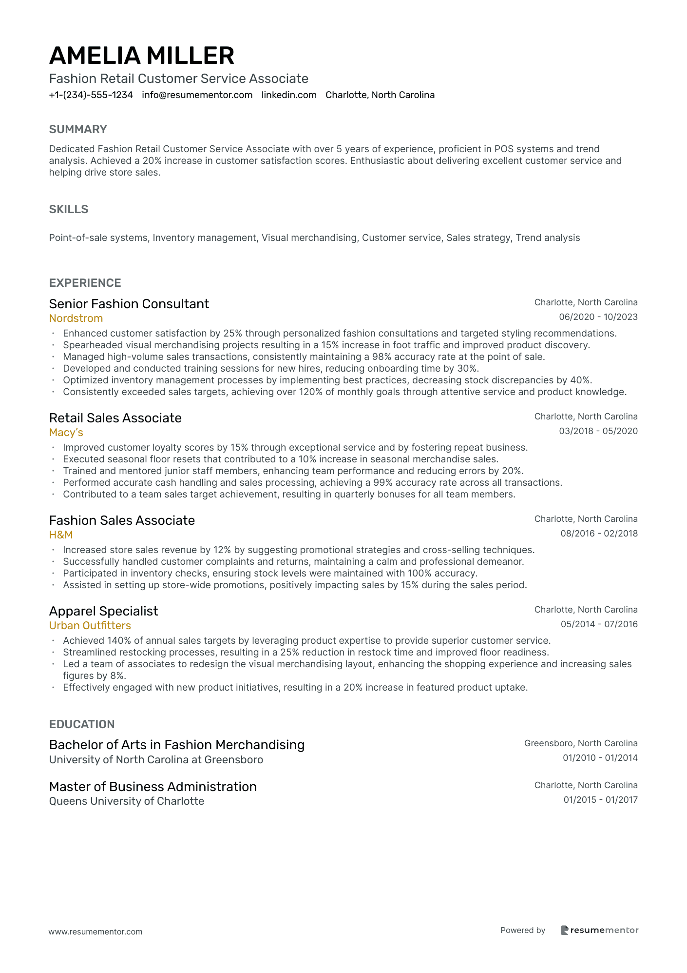 Fashion Retail Customer Service Associate