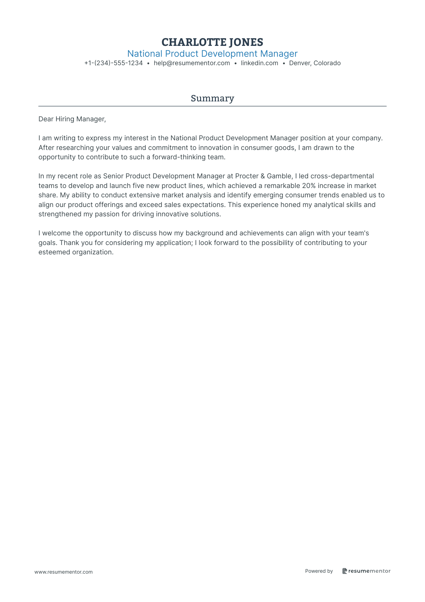 National Product Development Manager