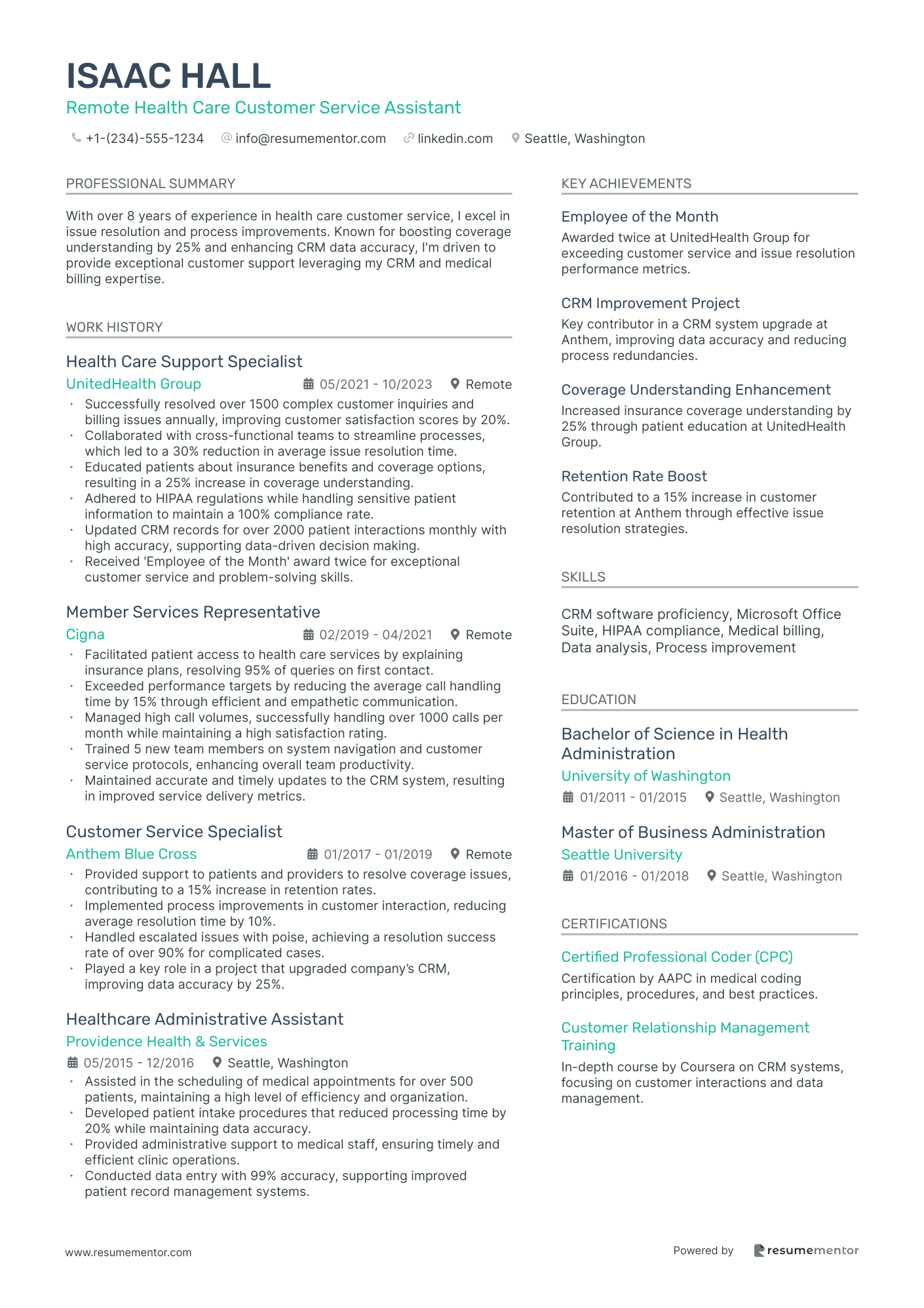 Remote Health Care Customer Service Assistant