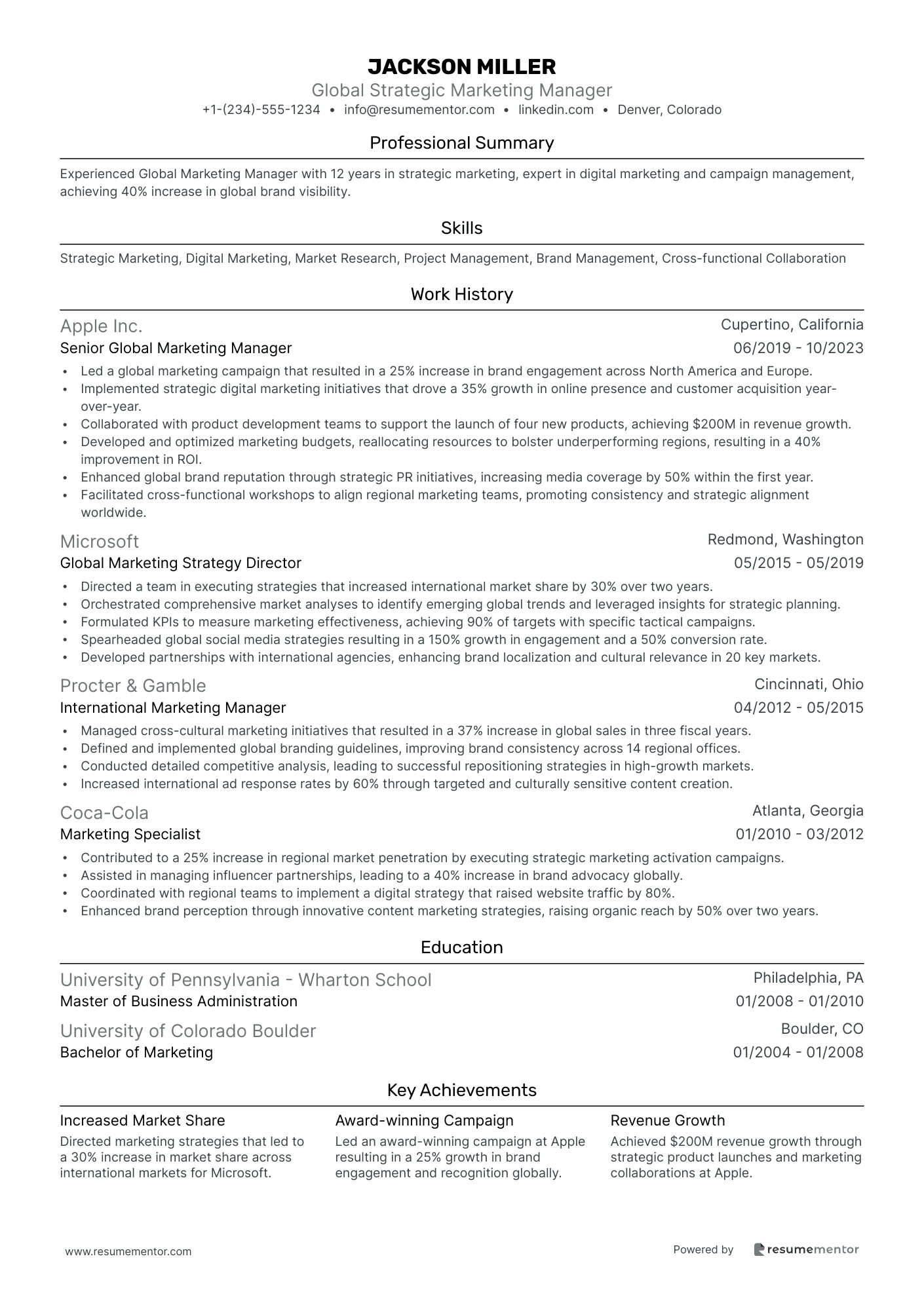 Global Strategic Marketing Manager