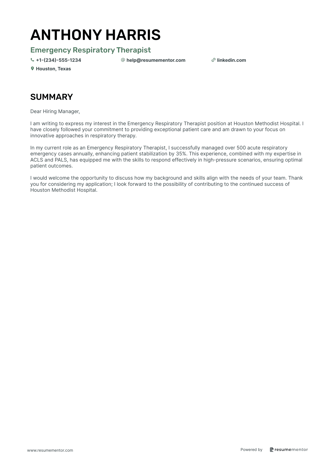 Emergency Respiratory Therapist
