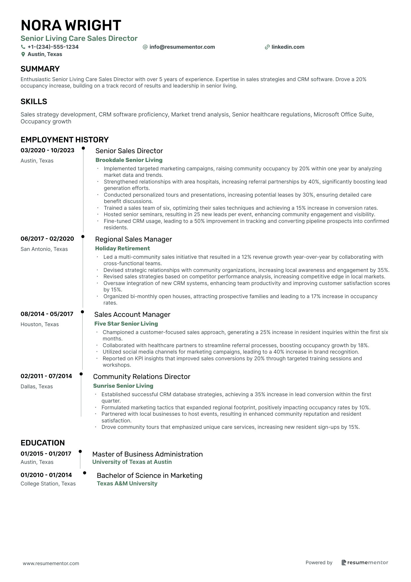 Senior Living Care Sales Director