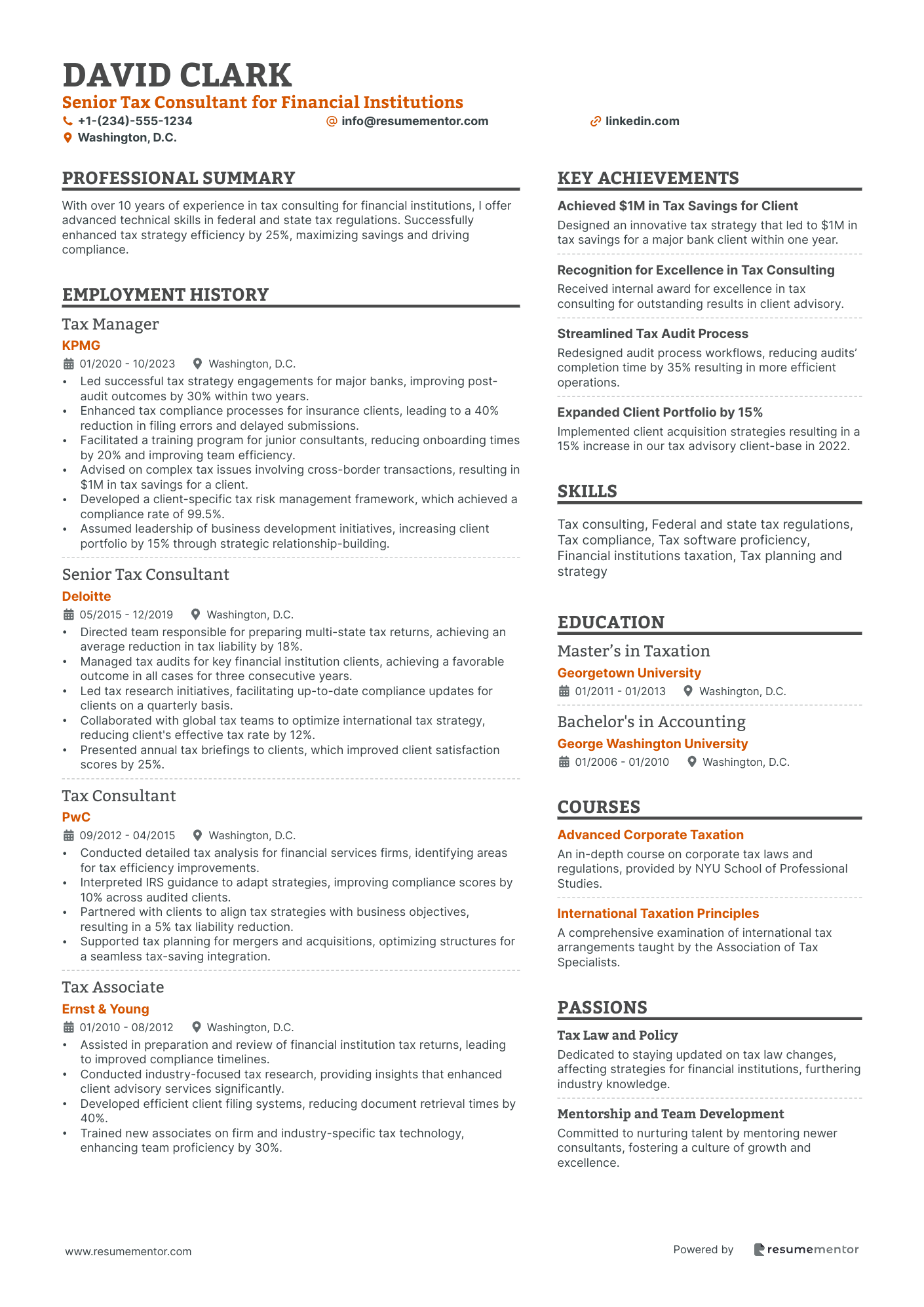 Senior Tax Consultant for Financial Institutions