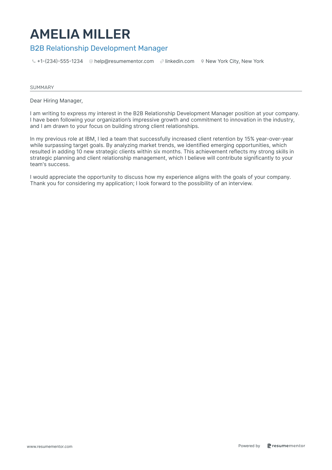 B2B Relationship Development Manager