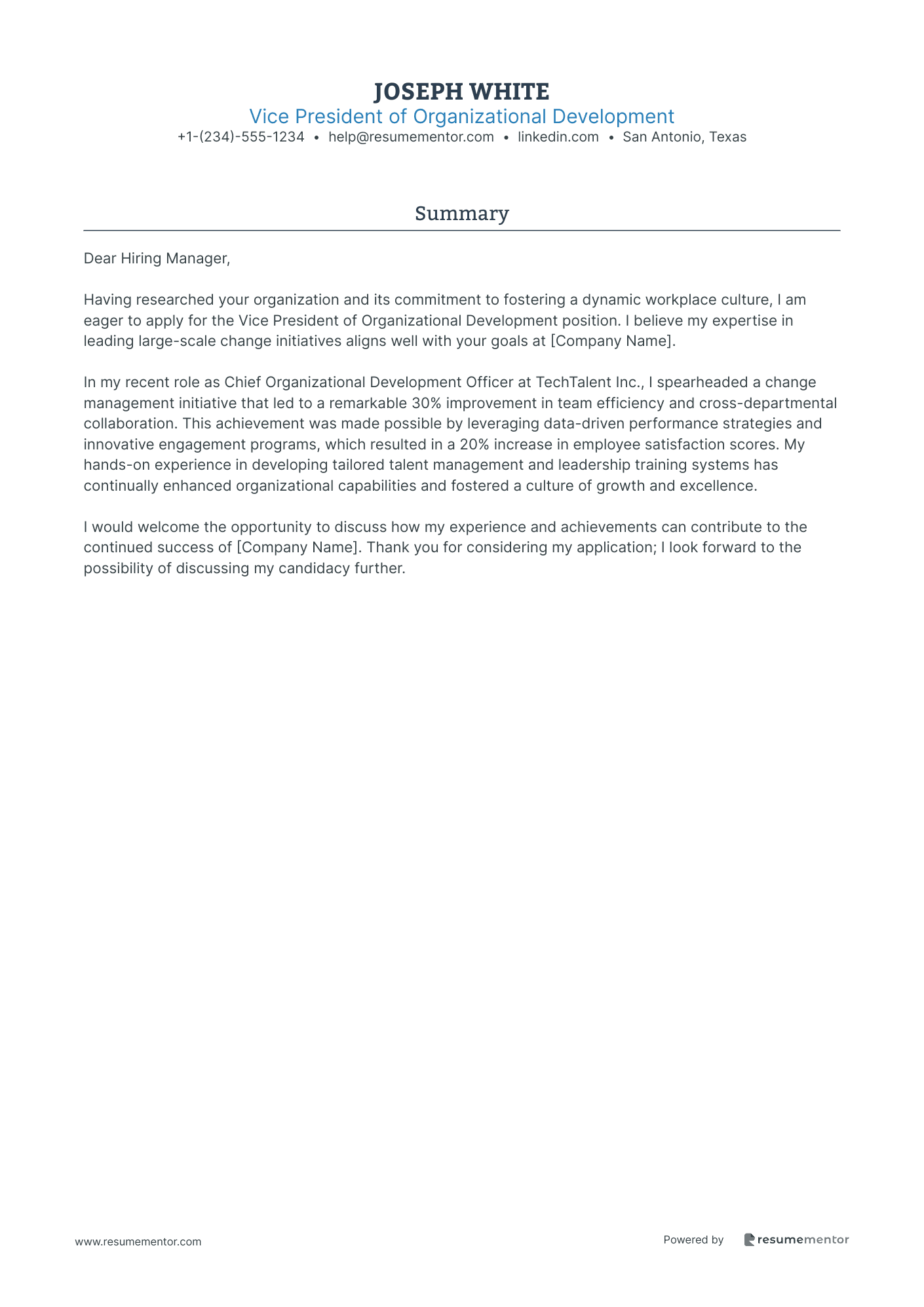 Vice President of Organizational Development