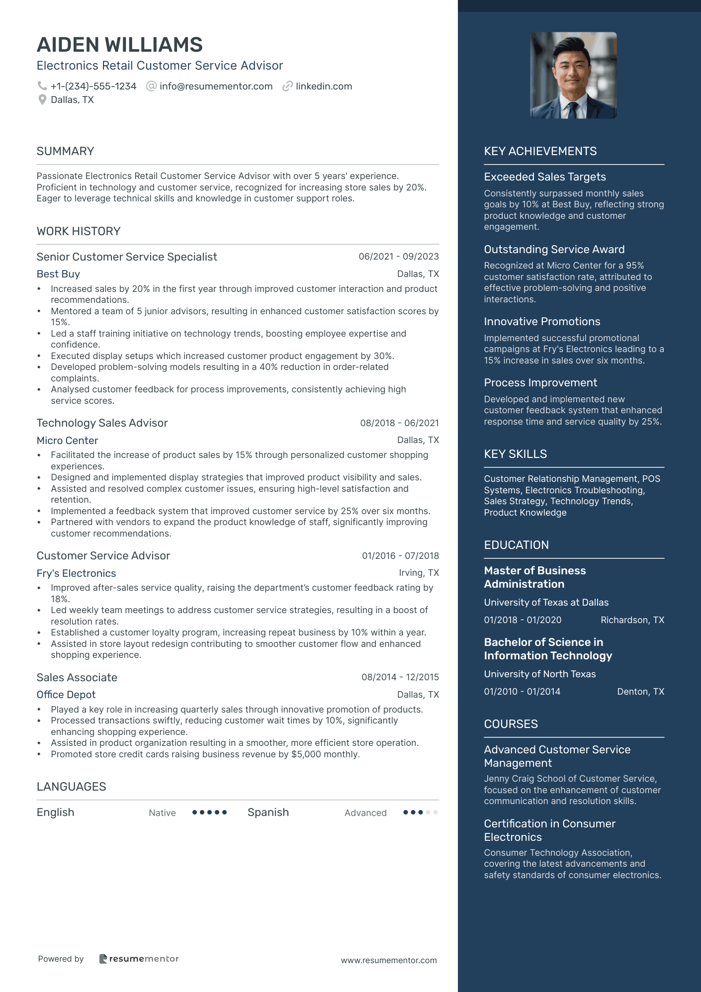 Electronics Retail Customer Service Advisor