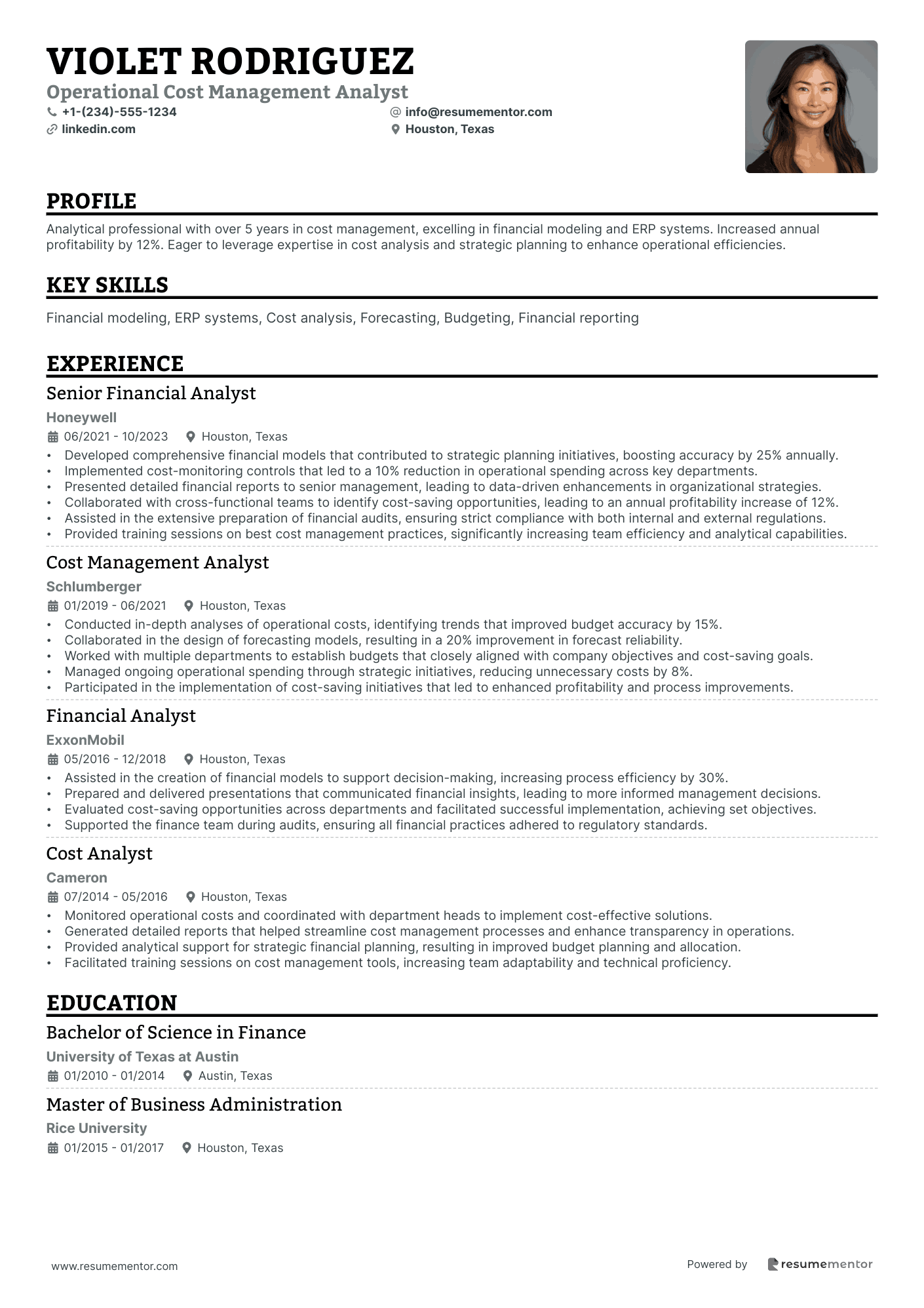 Operational Cost Management Analyst