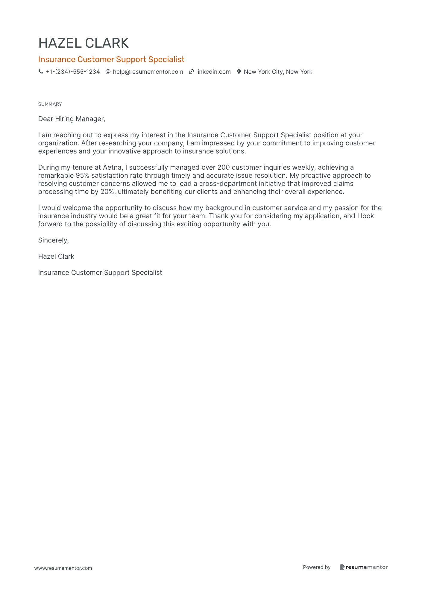 Insurance Customer Support Specialist