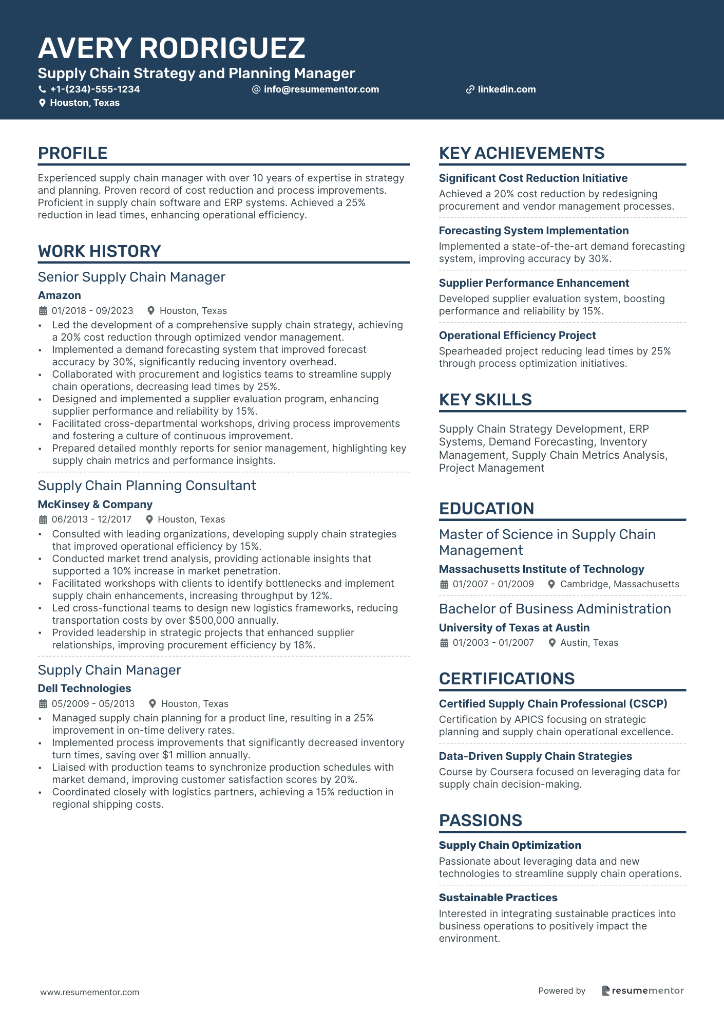 Supply Chain Strategy and Planning Manager