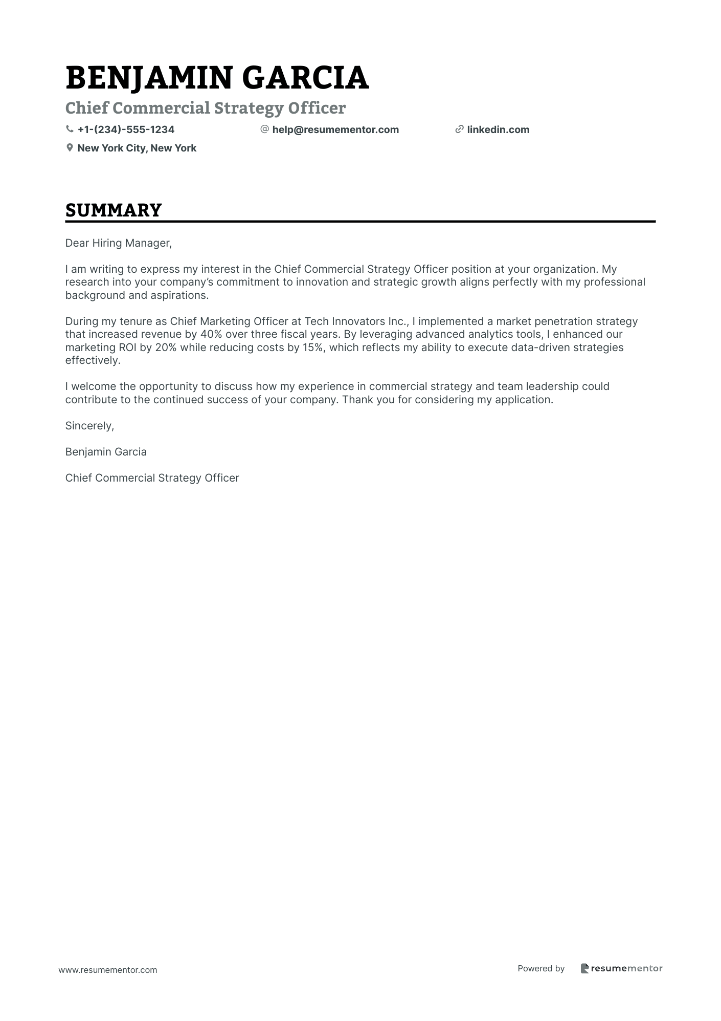 Chief Commercial Strategy Officer