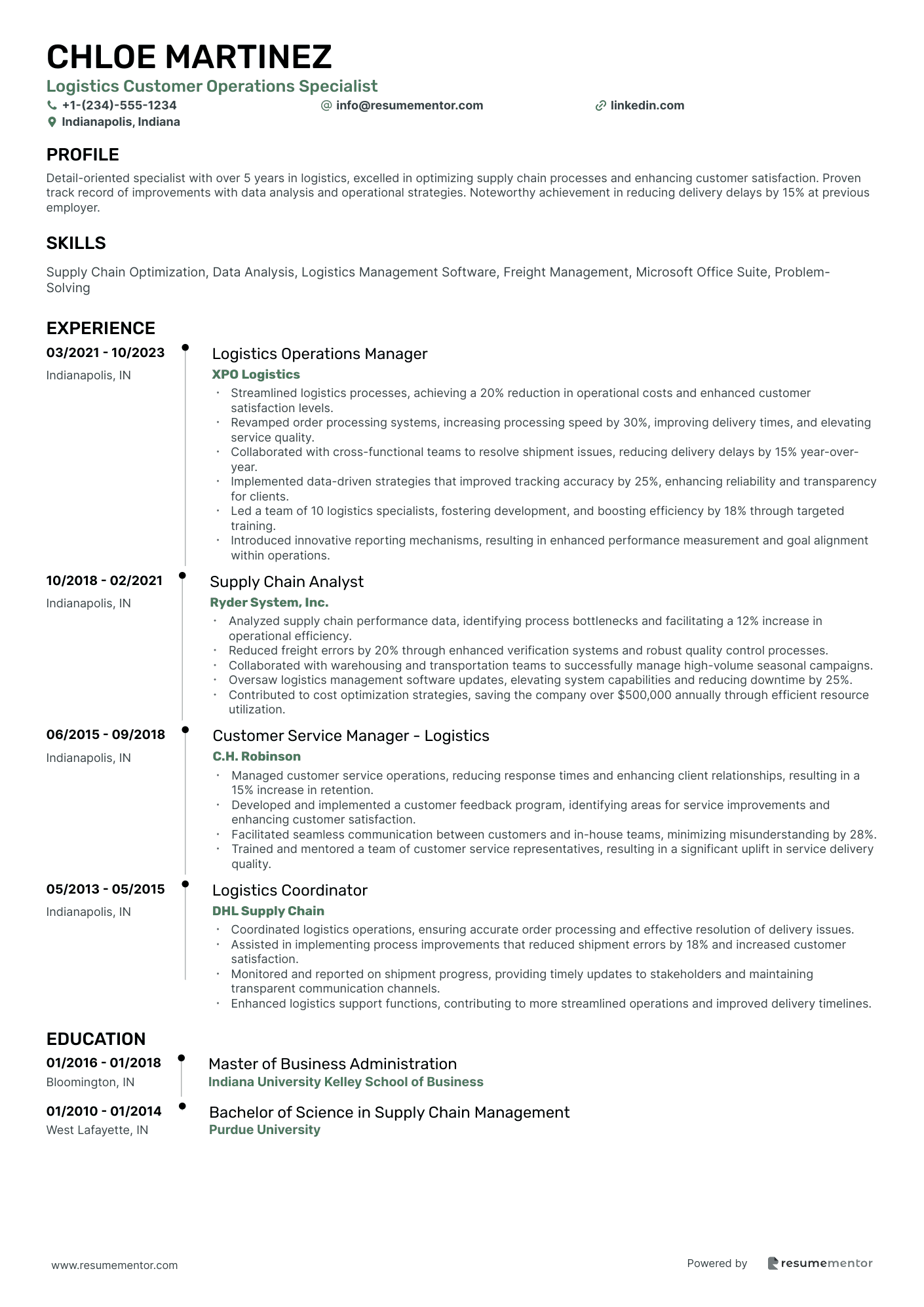 Logistics Customer Operations Specialist