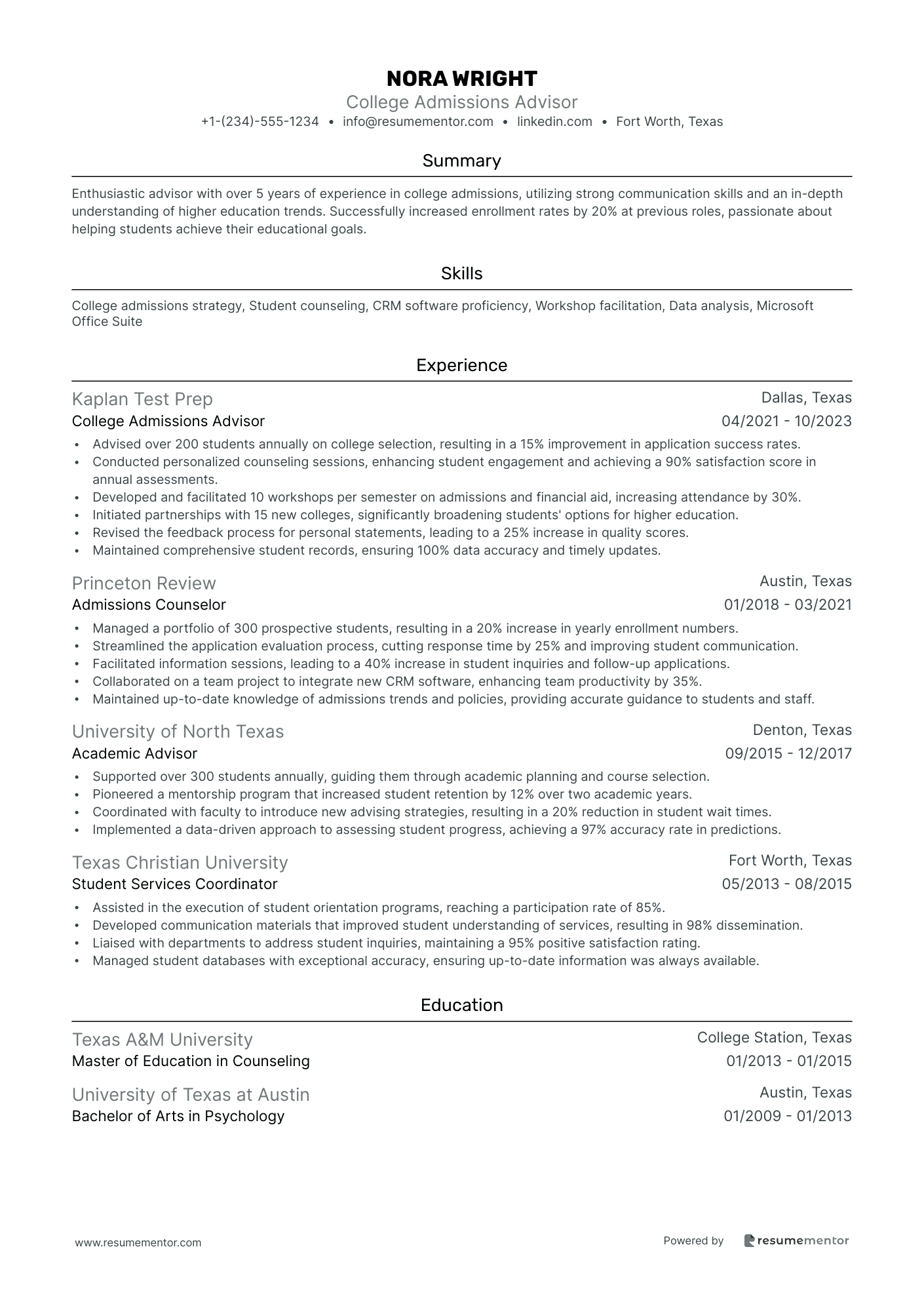 College Admissions Advisor