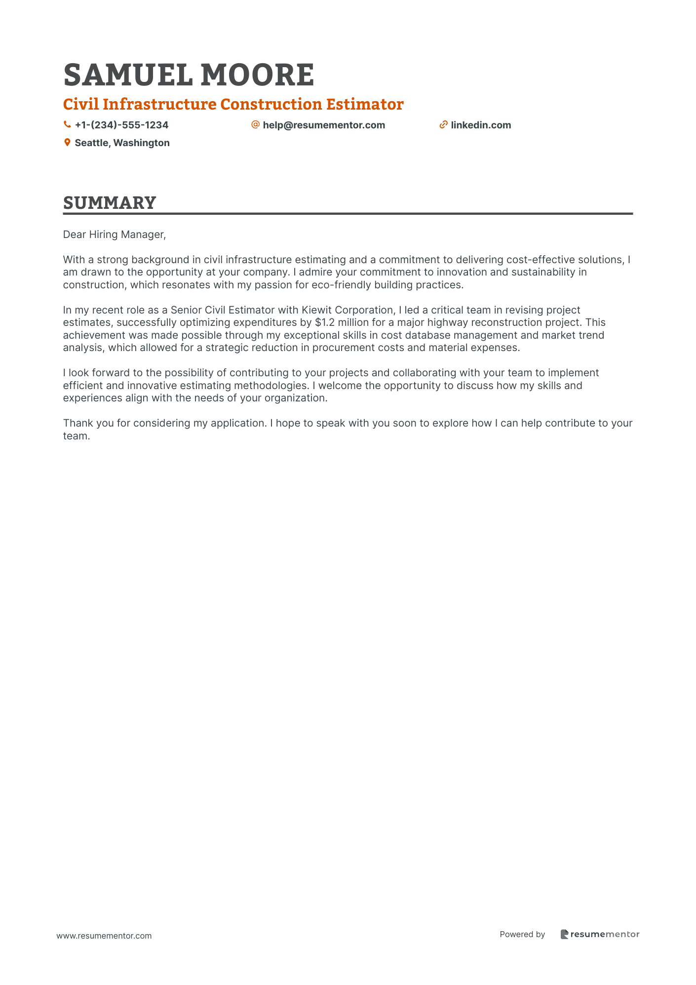 Civil Infrastructure Construction Estimator
