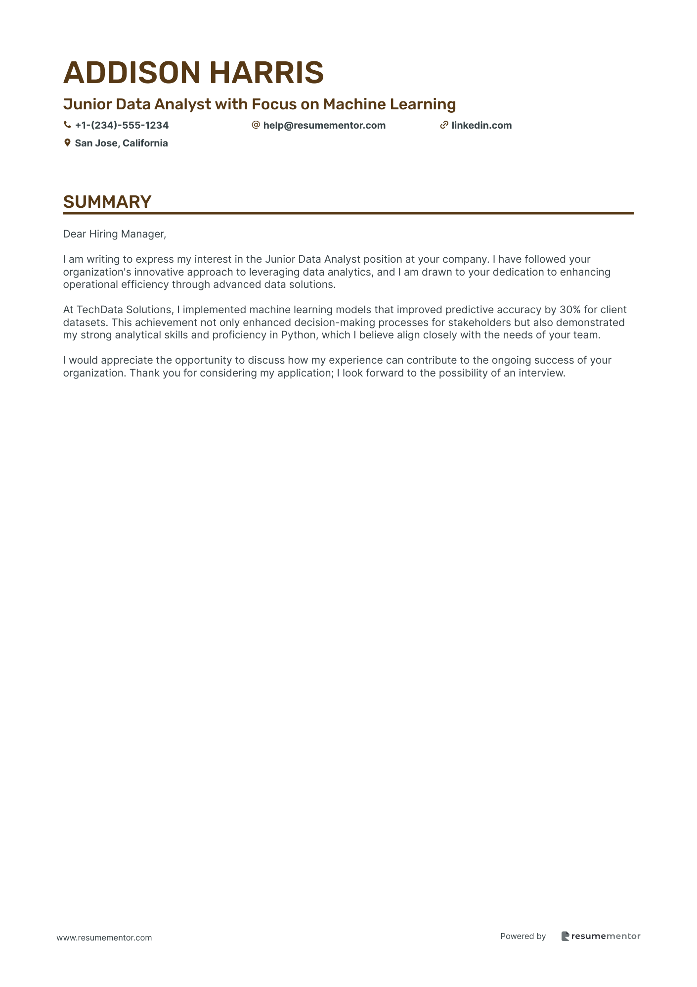 Junior Data Analyst with Focus on Machine Learning