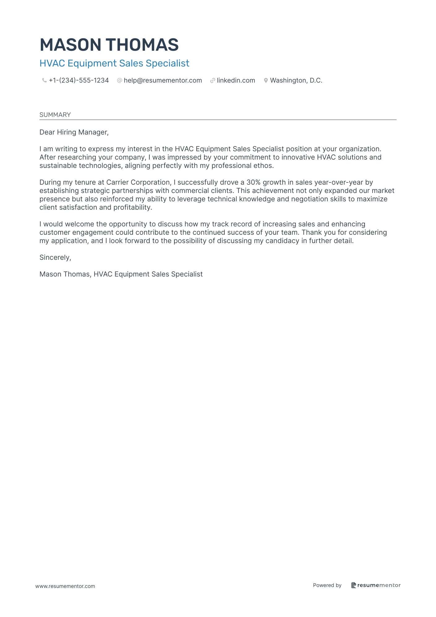 HVAC Equipment Sales Specialist