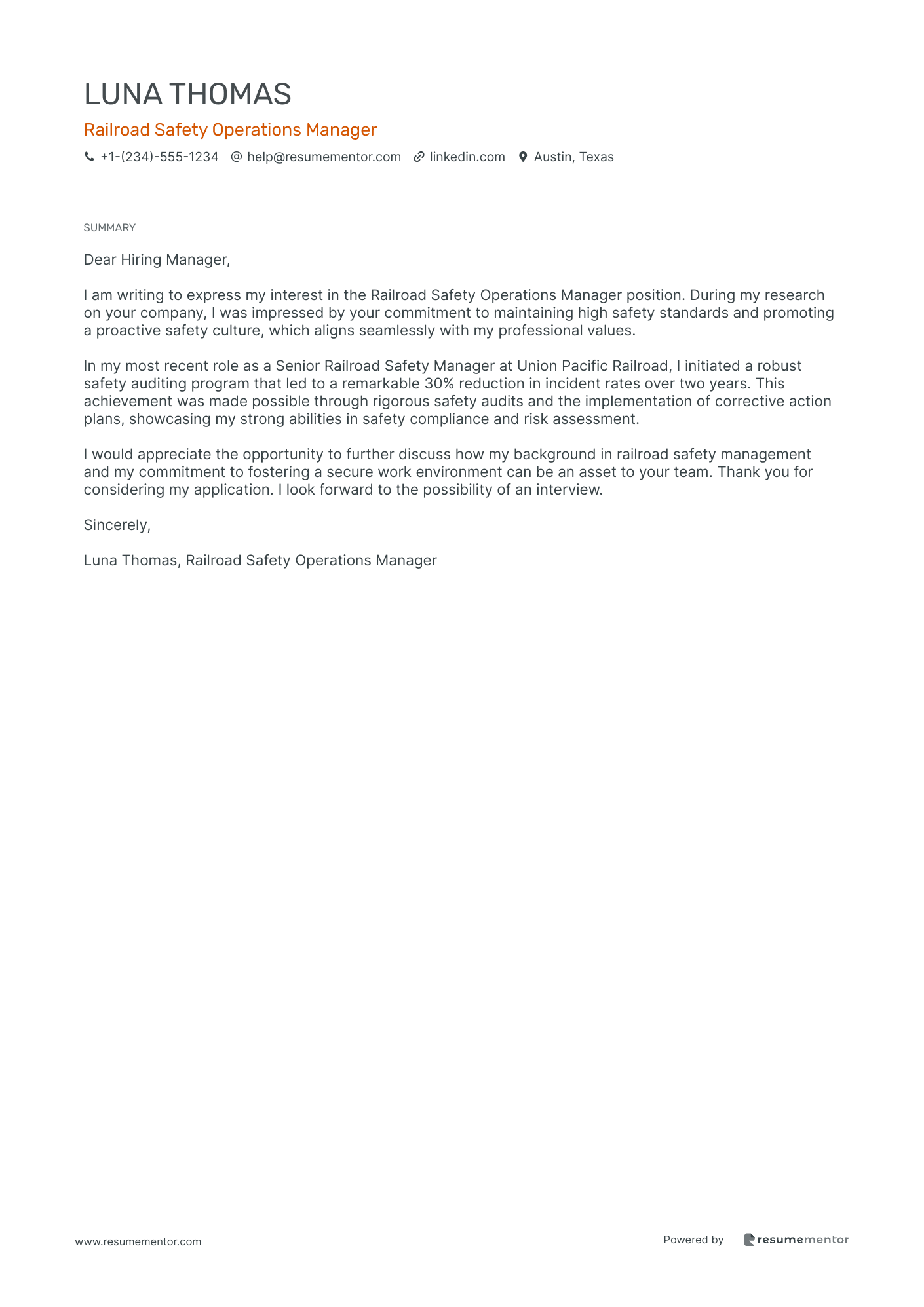 Railroad Safety Operations Manager
