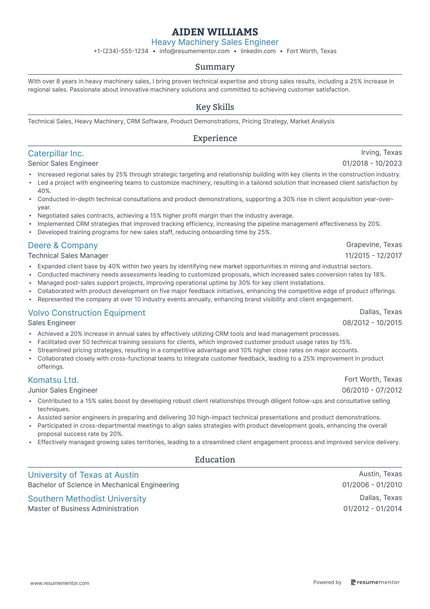 Heavy Machinery Sales Engineer