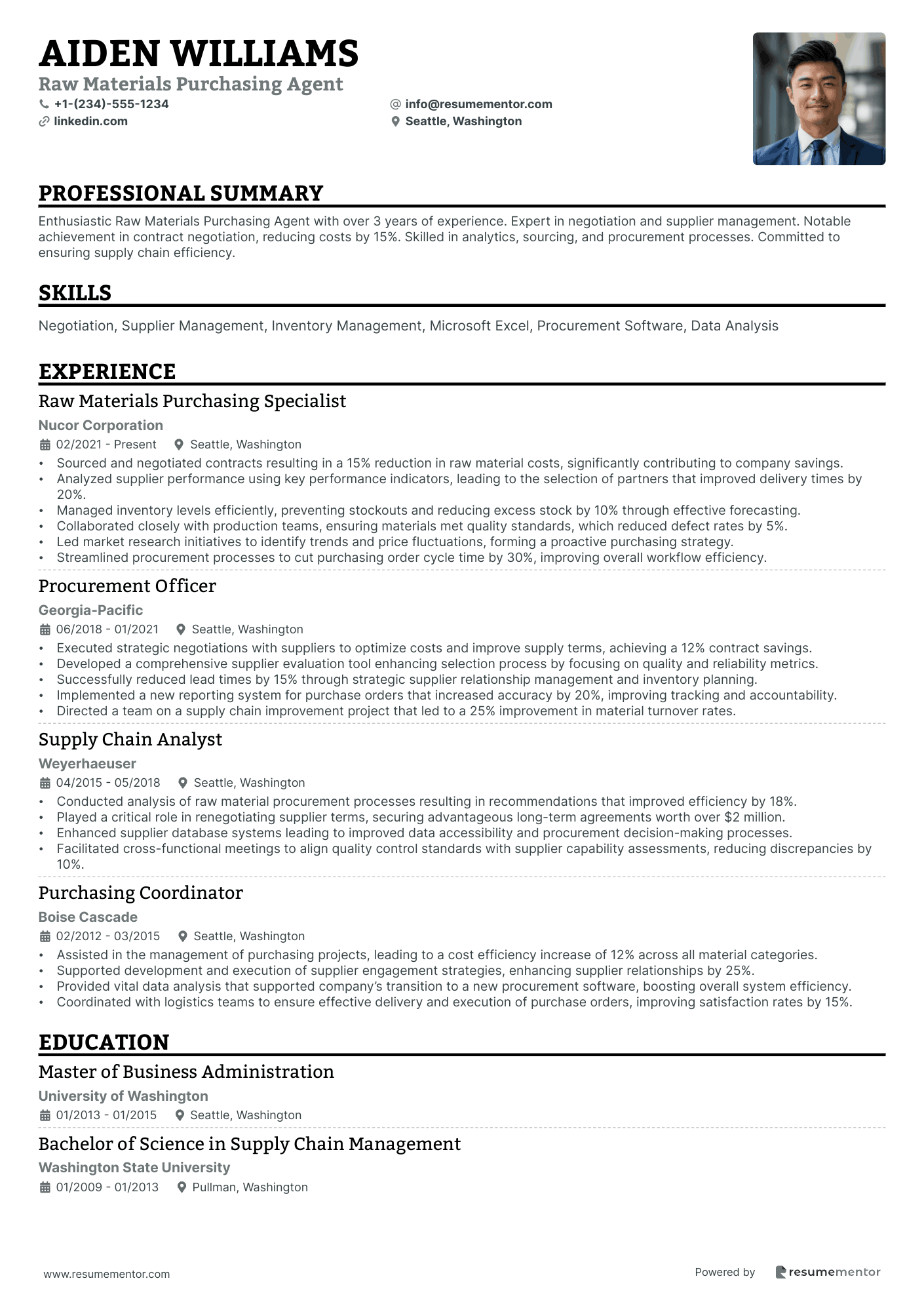 Raw Materials Purchasing Agent
