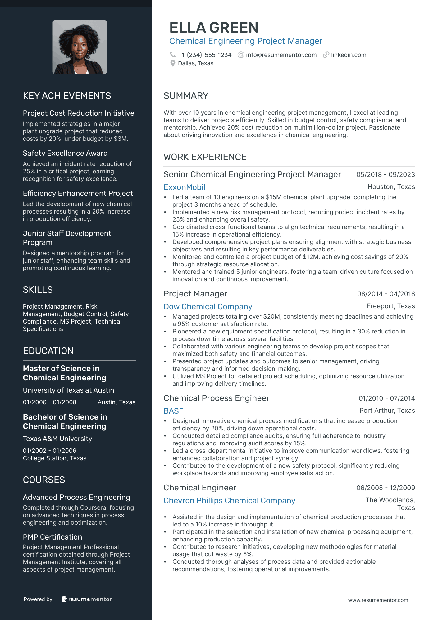 Chemical Engineering Project Manager