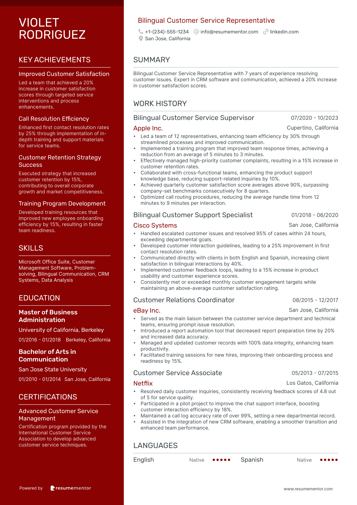 Bilingual Customer Service Representative