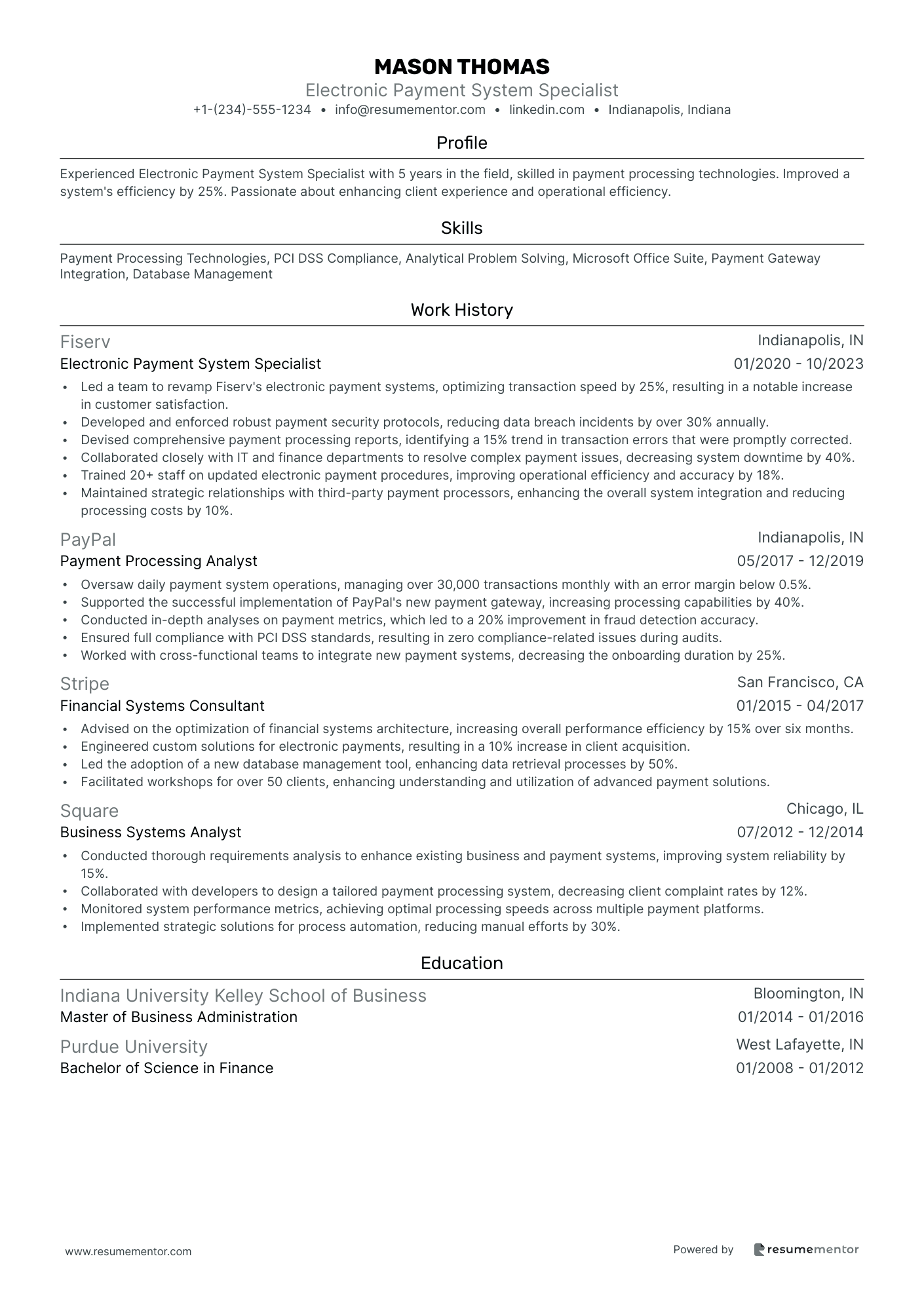 Electronic Payment System Specialist
