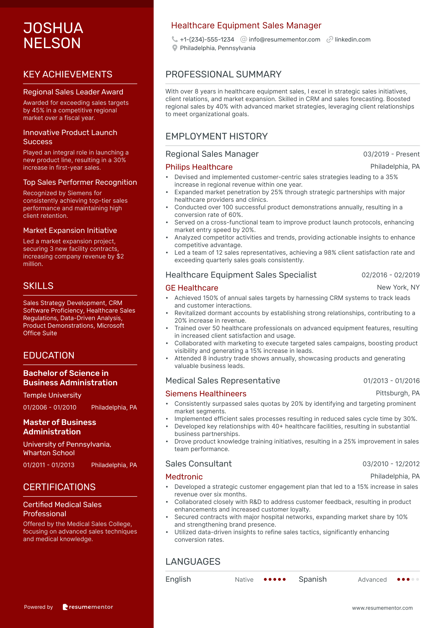 Healthcare Equipment Sales Manager