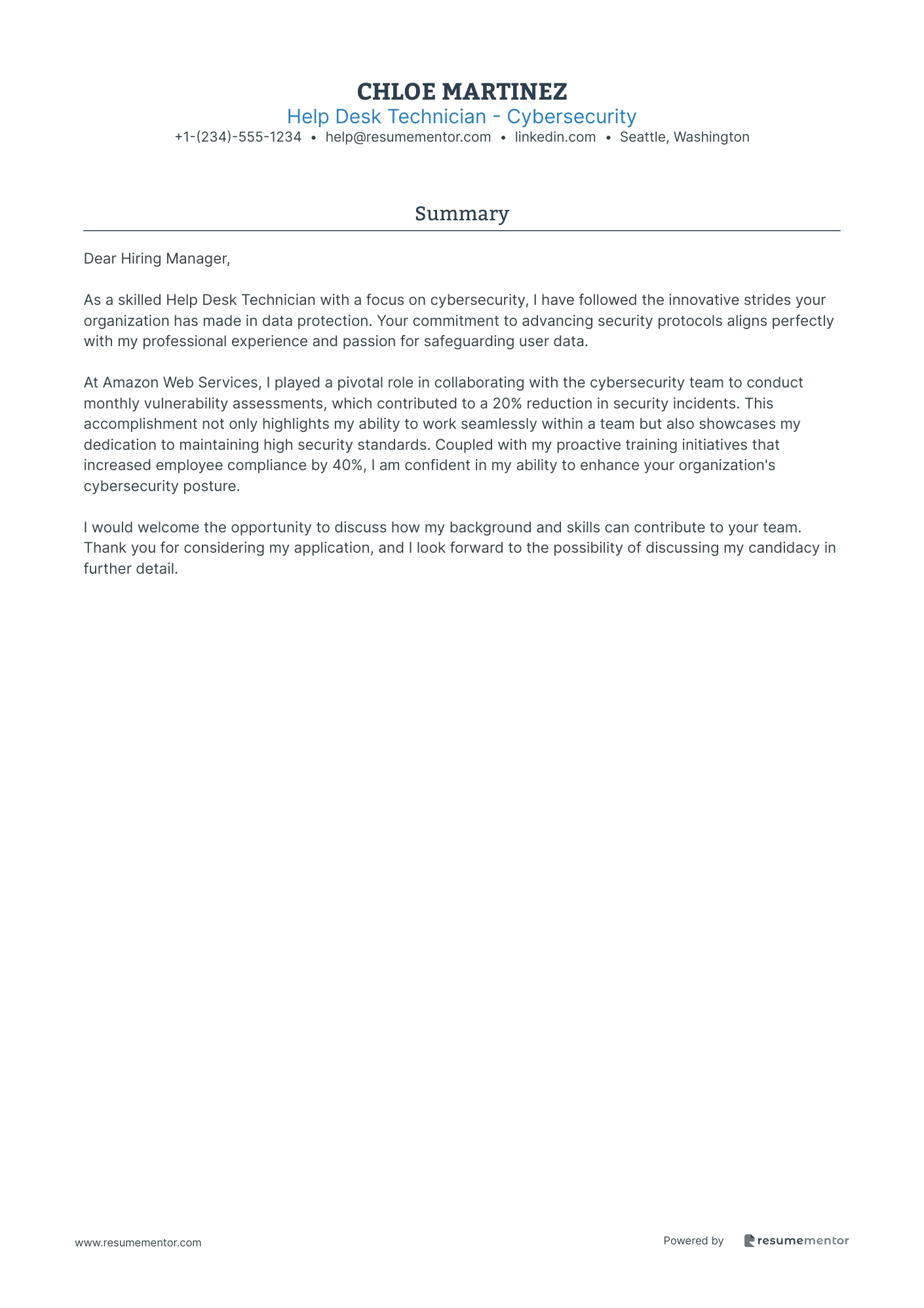 Help Desk Technician   Cybersecurity