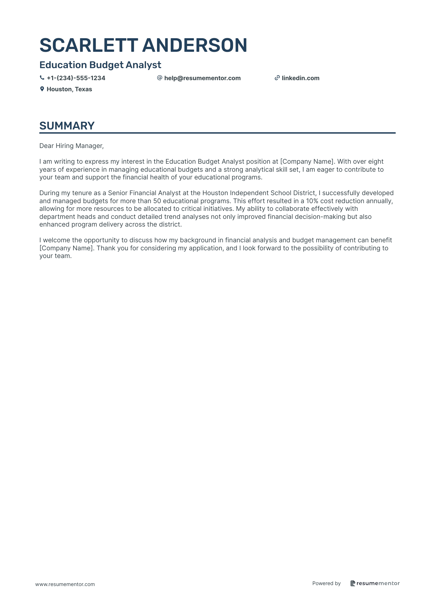 Education Budget Analyst