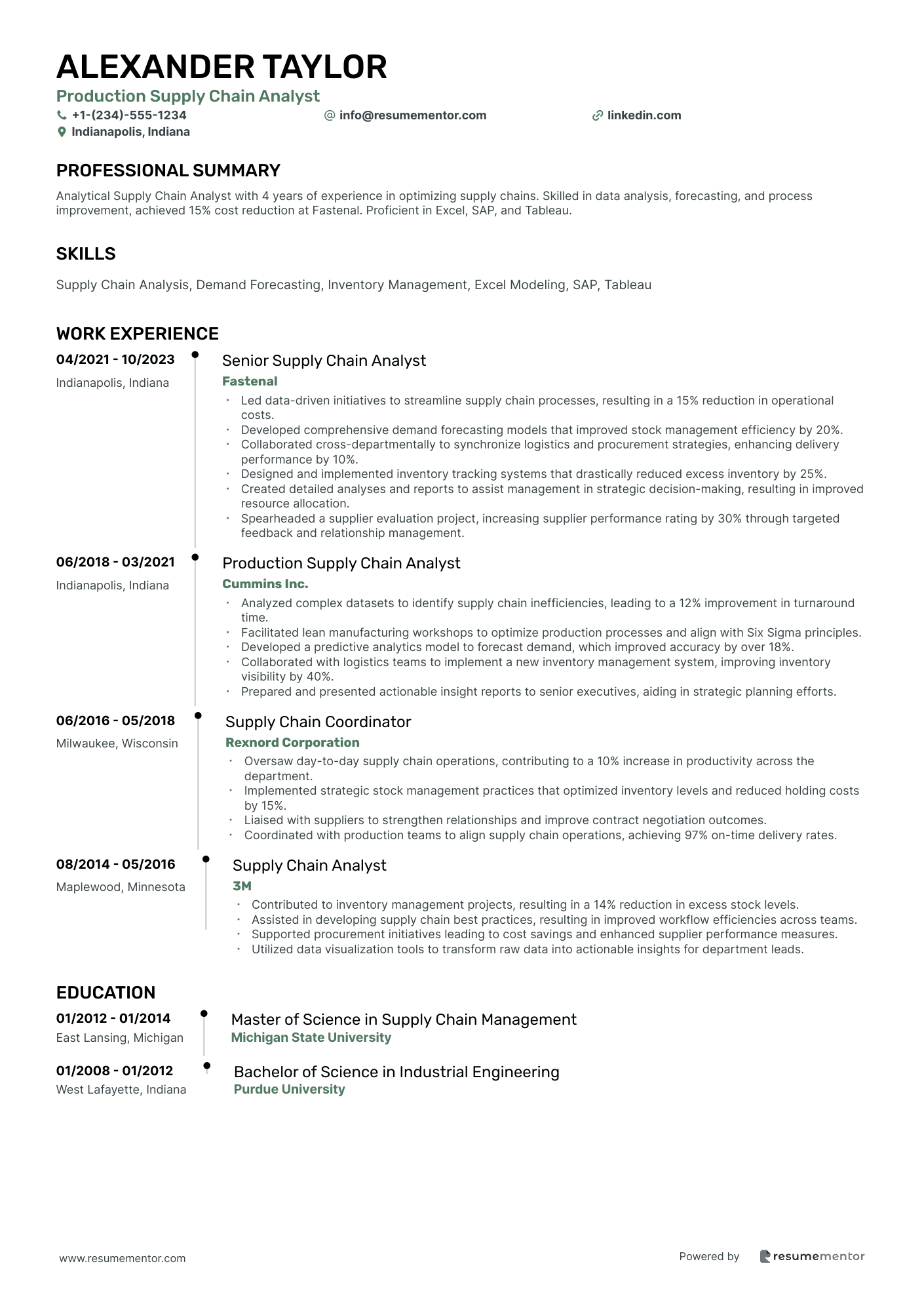 Production Supply Chain Analyst
