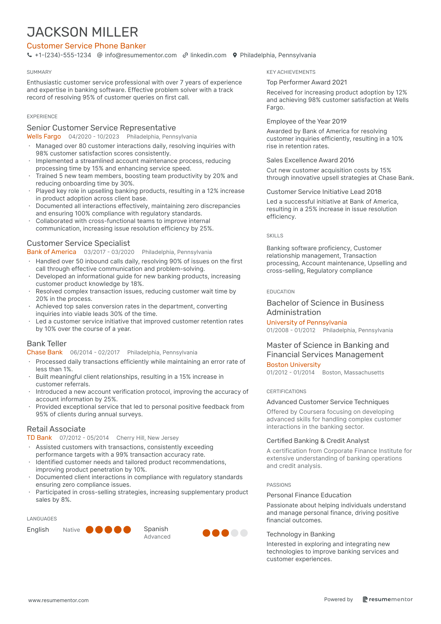 Customer Service Phone Banker