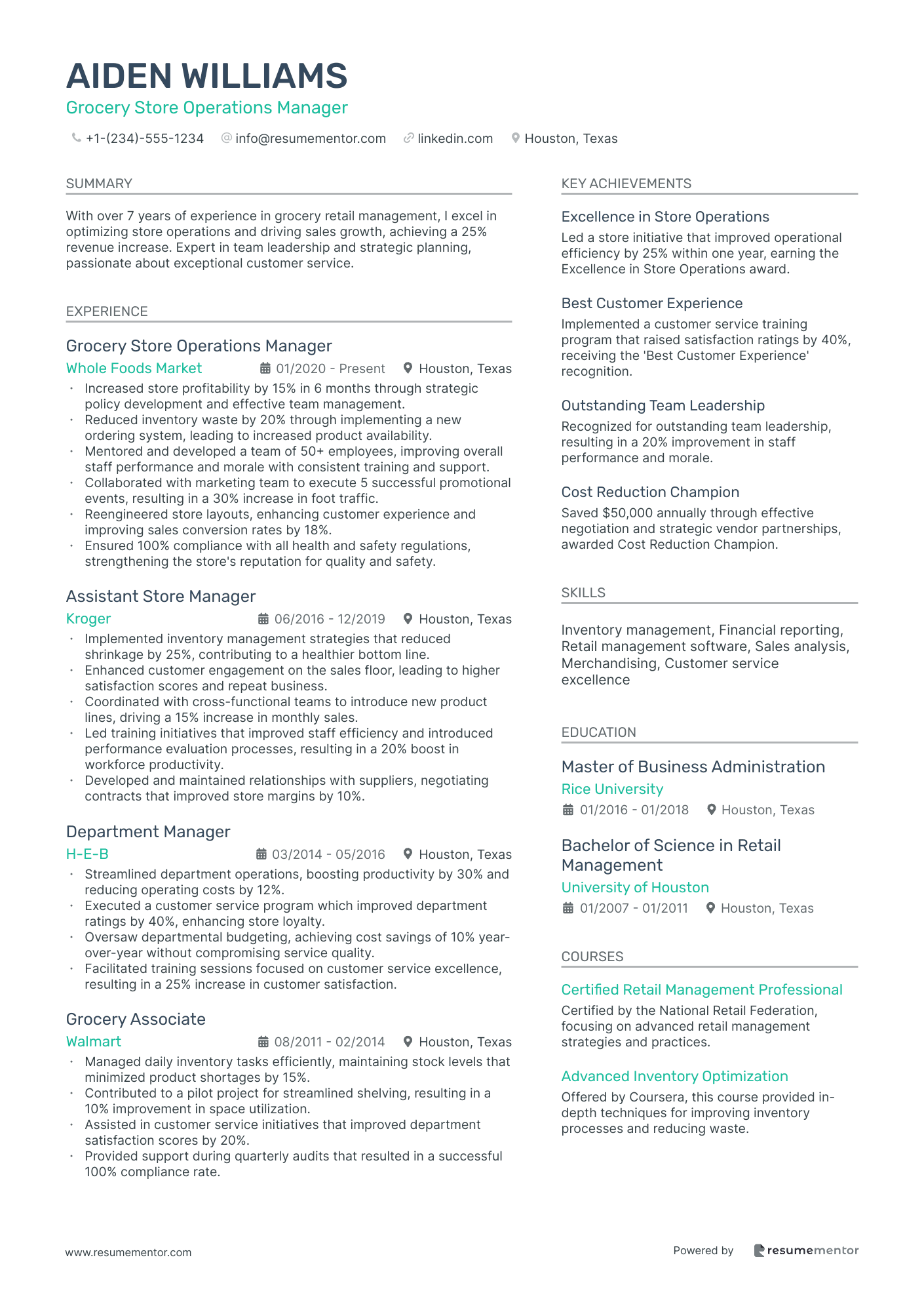 Grocery Store Operations Manager