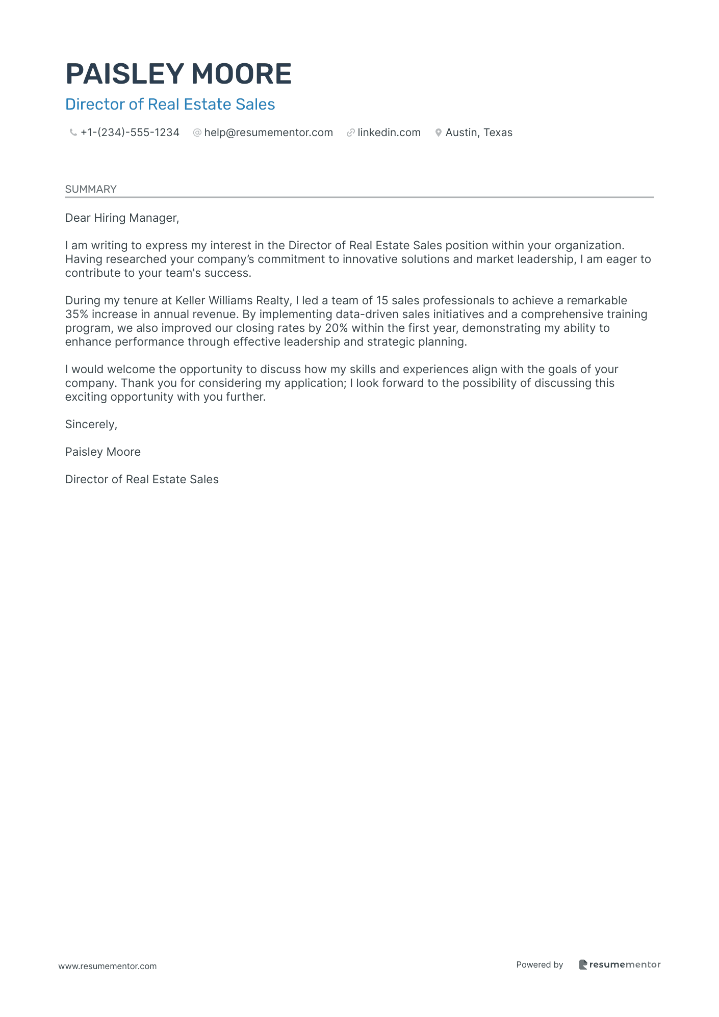 Director of Real Estate Sales