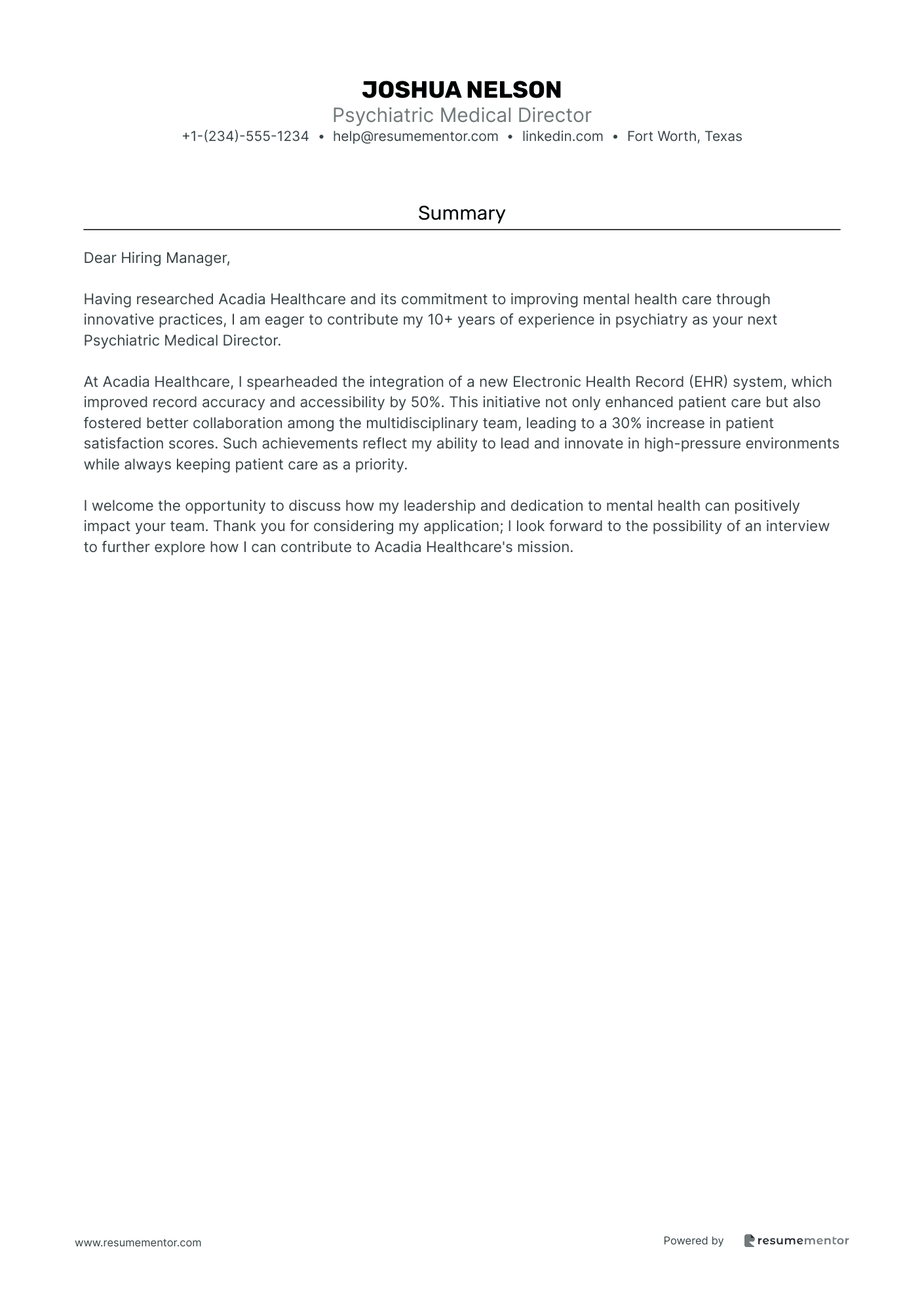 Psychiatric Medical Director