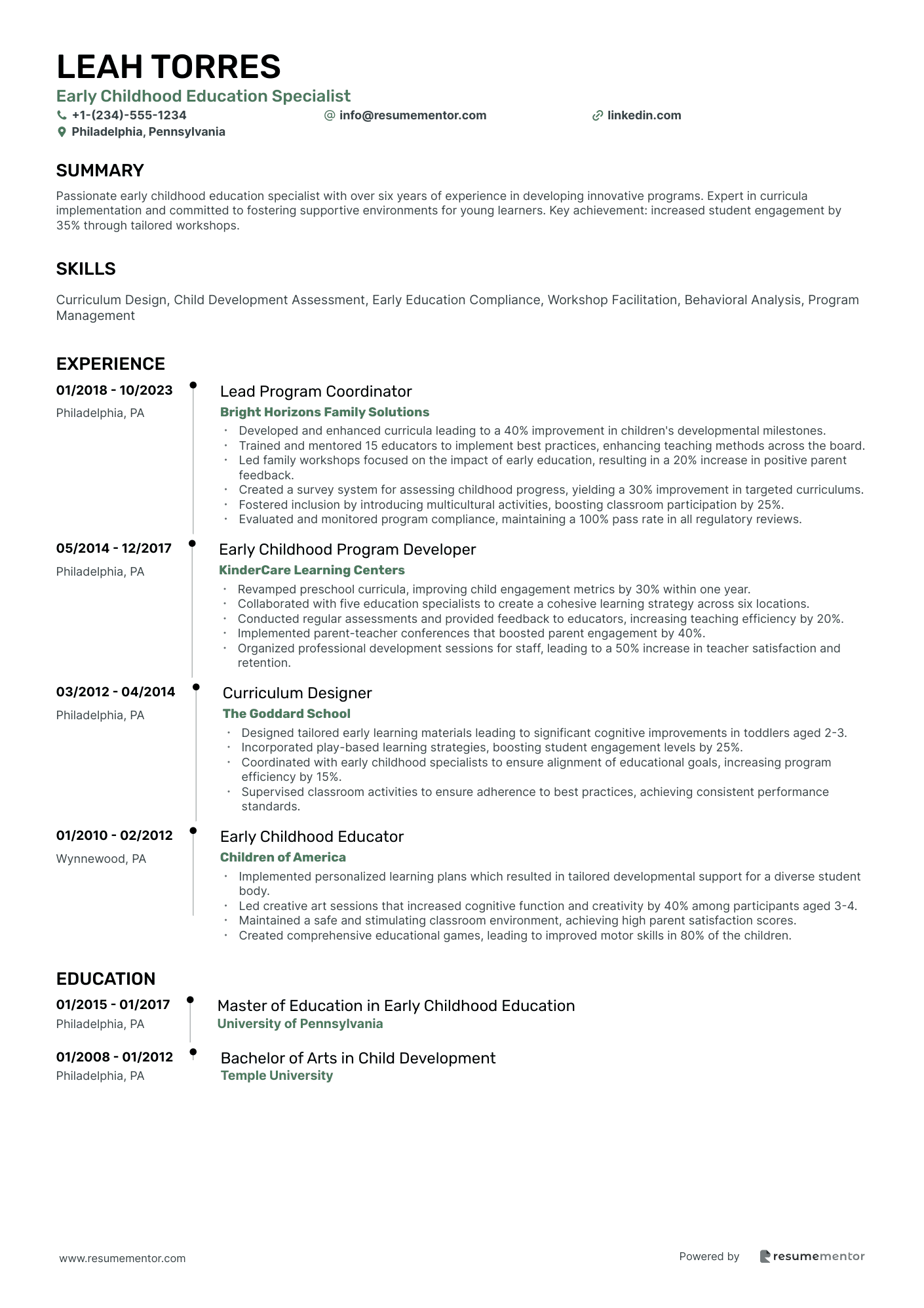 Early Childhood Education Specialist