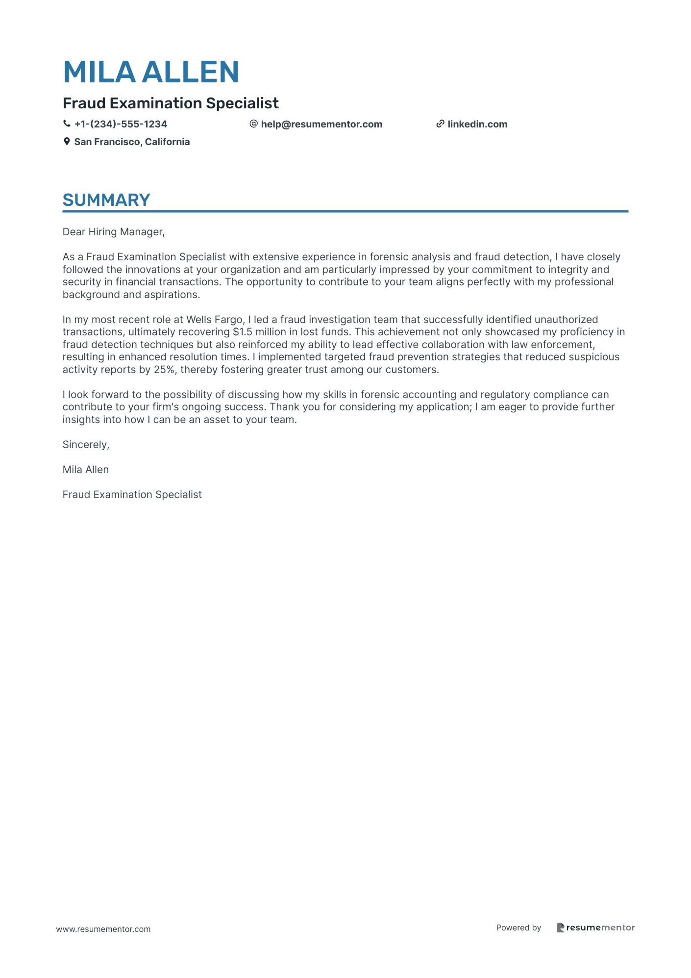 Fraud Examination Specialist