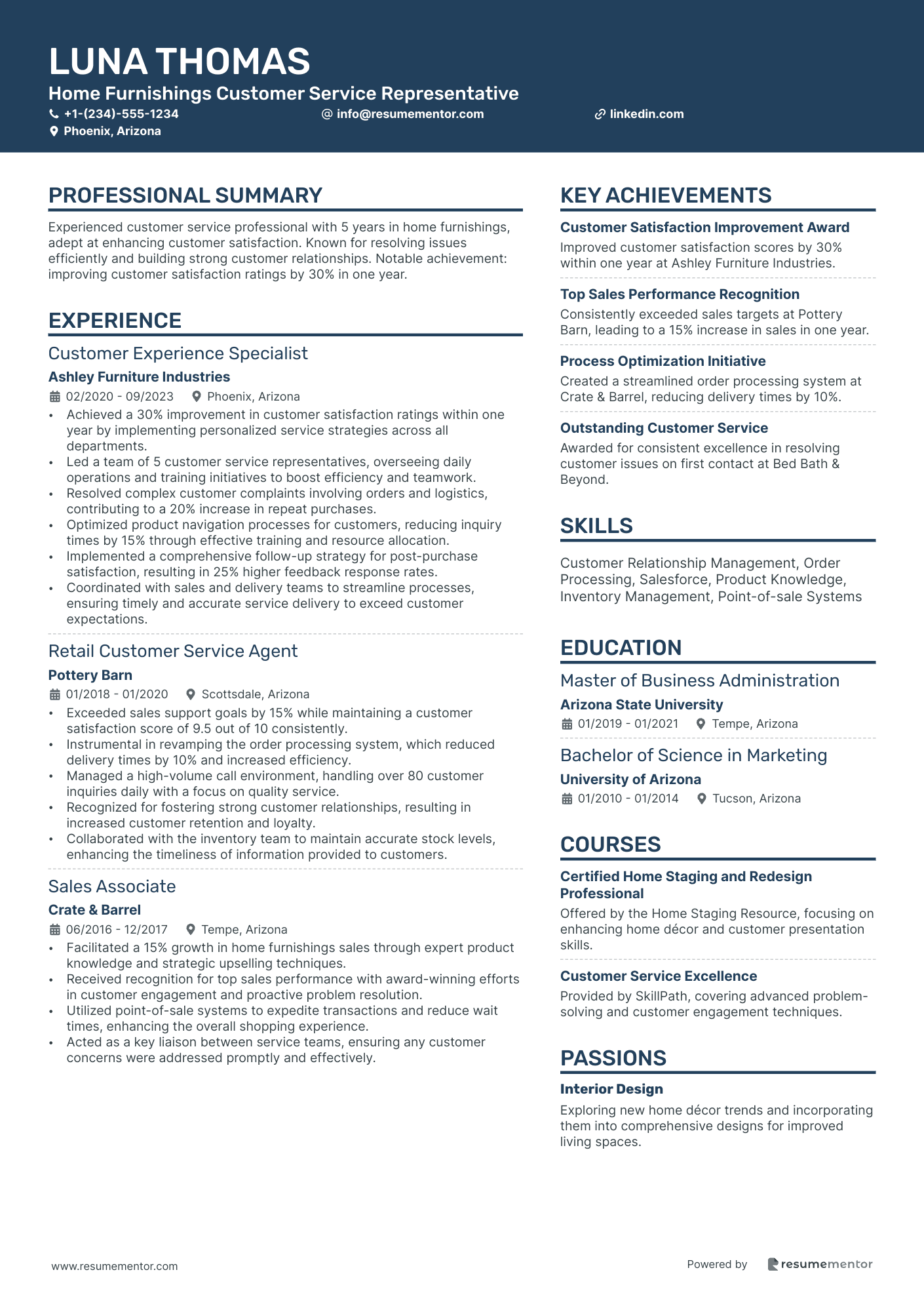Home Furnishings Customer Service Representative