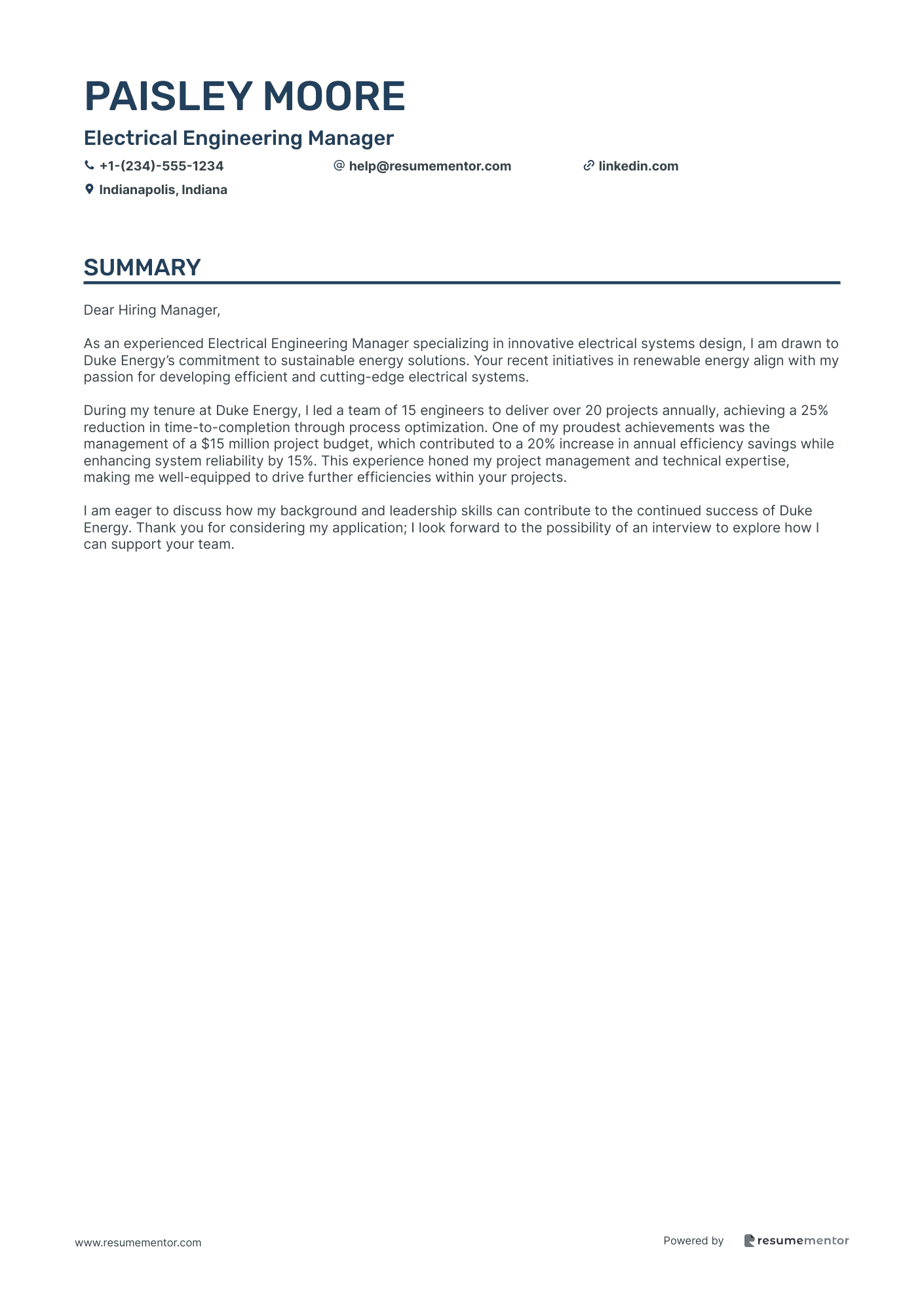 Electrical Engineering Manager