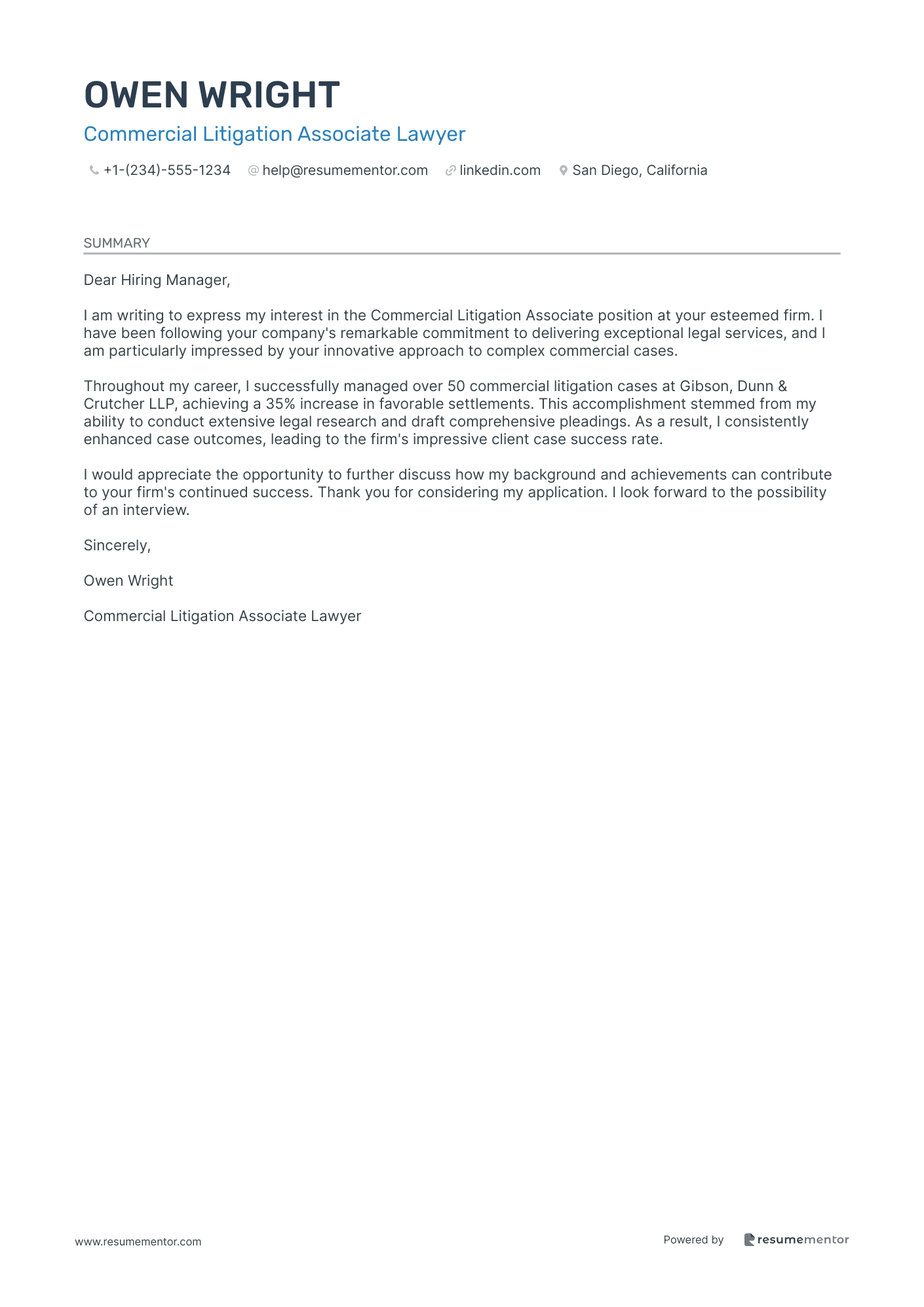 Commercial Litigation Associate Lawyer