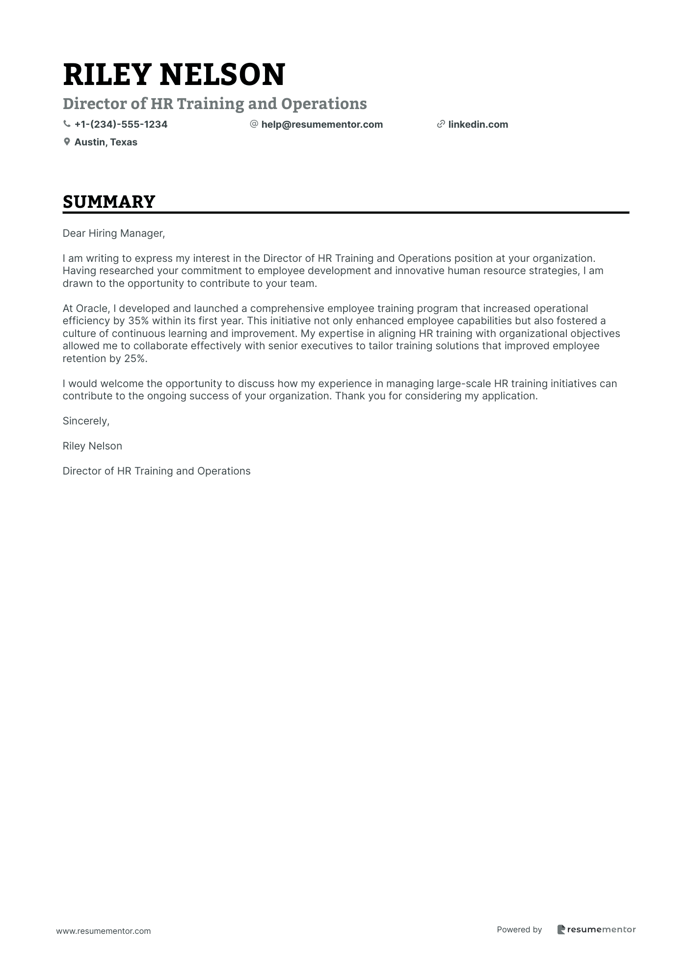Director of HR Training and Operations