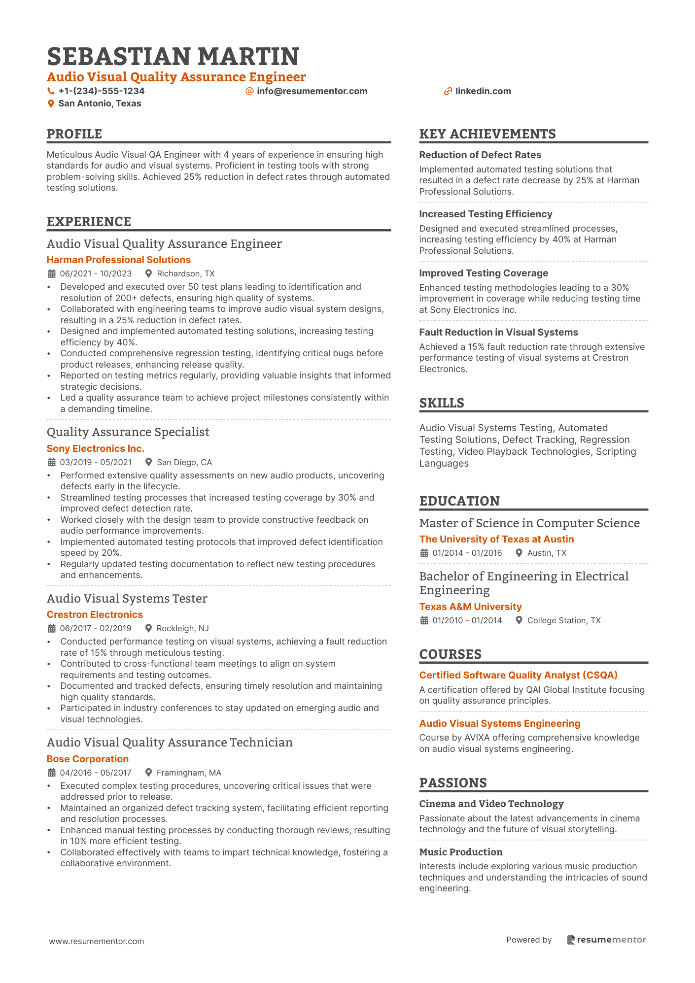 Audio Visual Quality Assurance Engineer