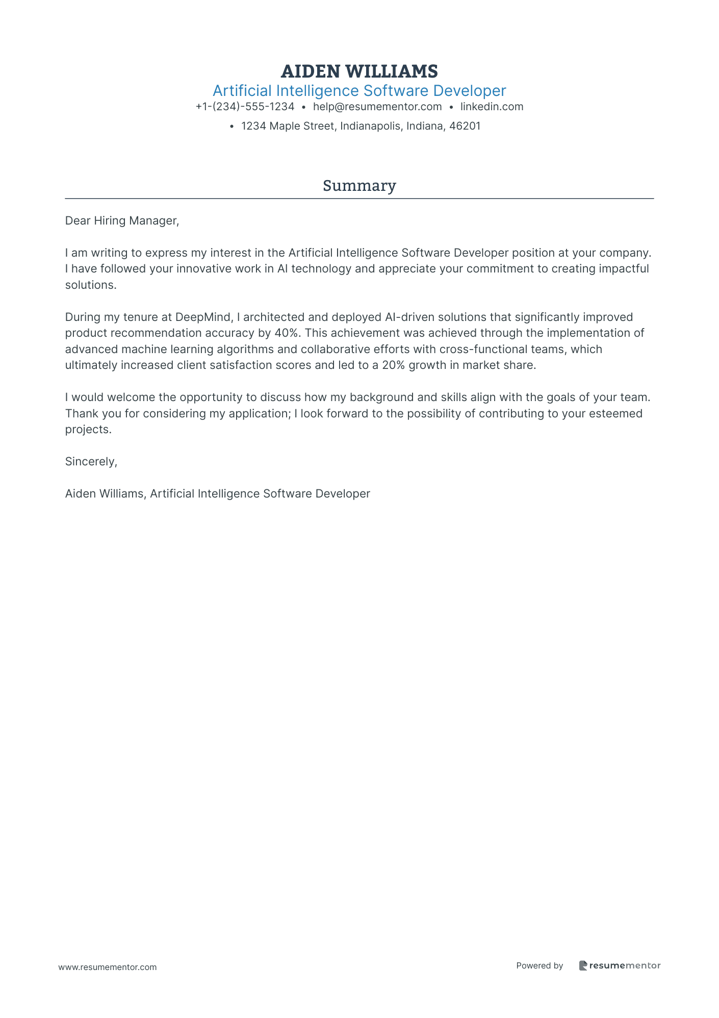 Artificial Intelligence Software Developer